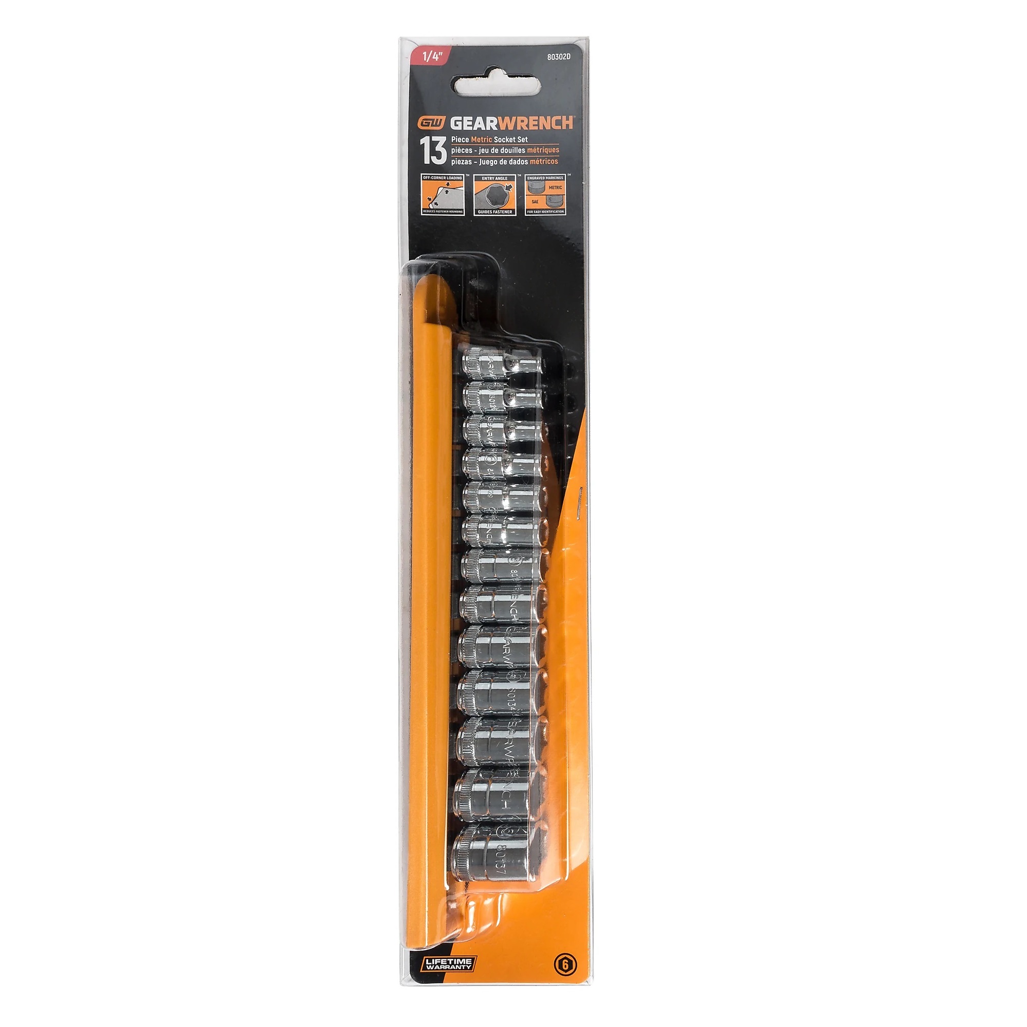 Gearwrench 13-Piece 1/4in. Drive 6-Point Standard Metric Socket Set, Model# KDT80302D