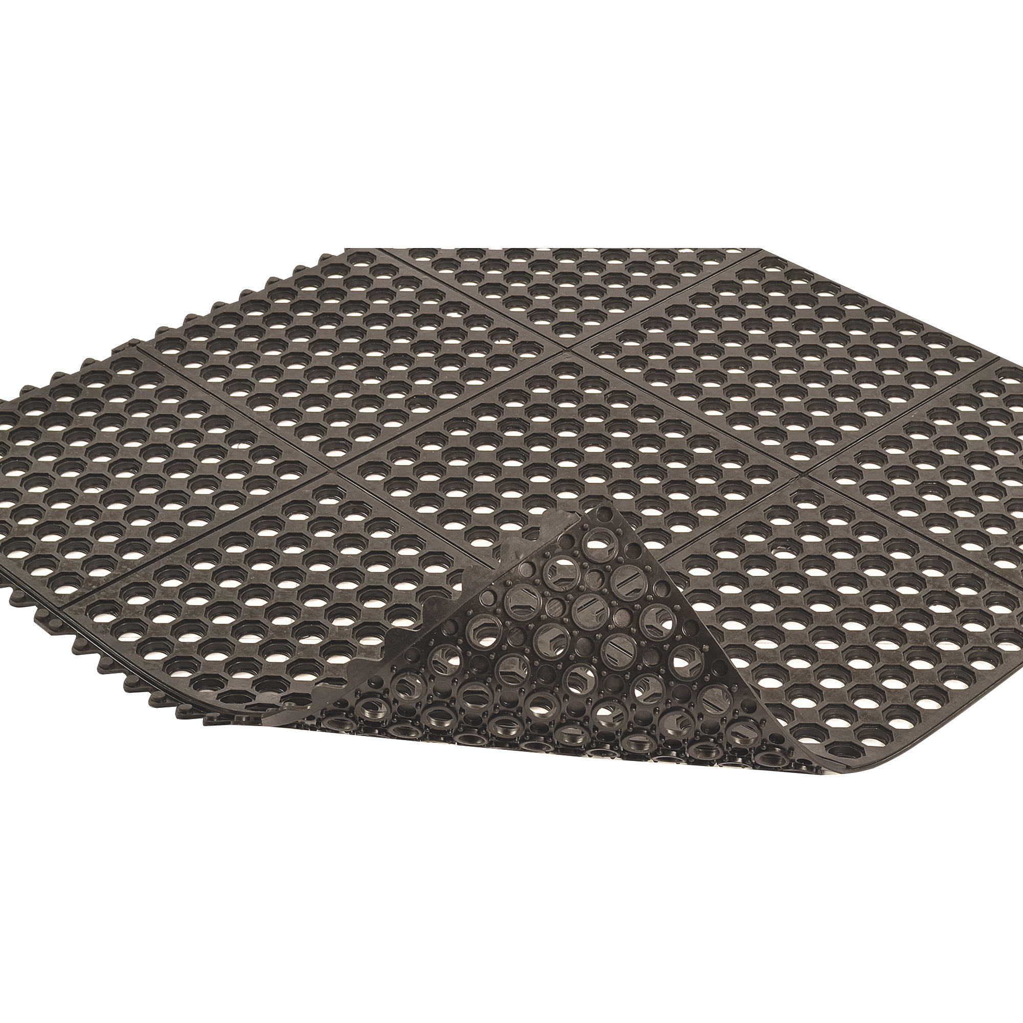 Notrax Cushion Connect Safety Mat with Drainage, 3ft. x 3ft., Black, Drainage Hole Design Model# 501S0033BL