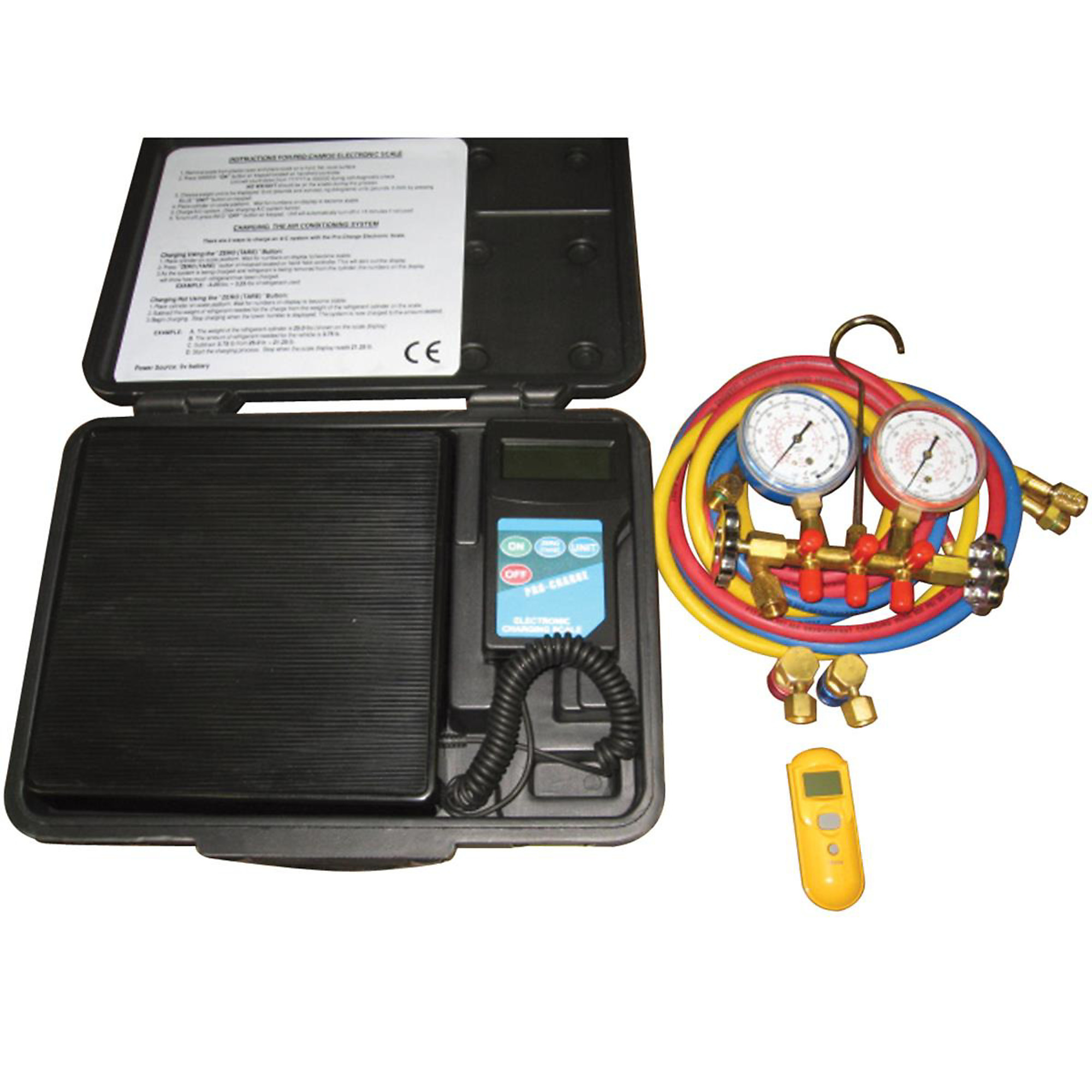 FJC A/C Electronic Scale/Gauge/Thermometer Kit — Includes Scale, Manifold Gauge Set, Non-Contact Thermometer, Model# FJCKIT2