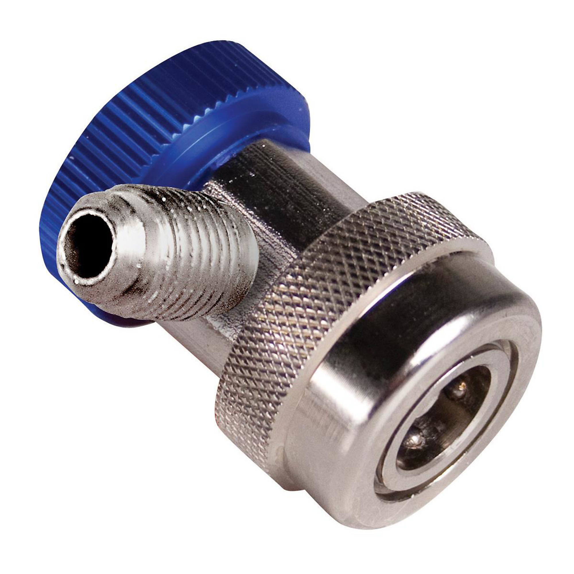 FJC R134a Service Coupler — 1/4in. Hose Connection, Low Side, 90 Degrees, Model# FJC6004