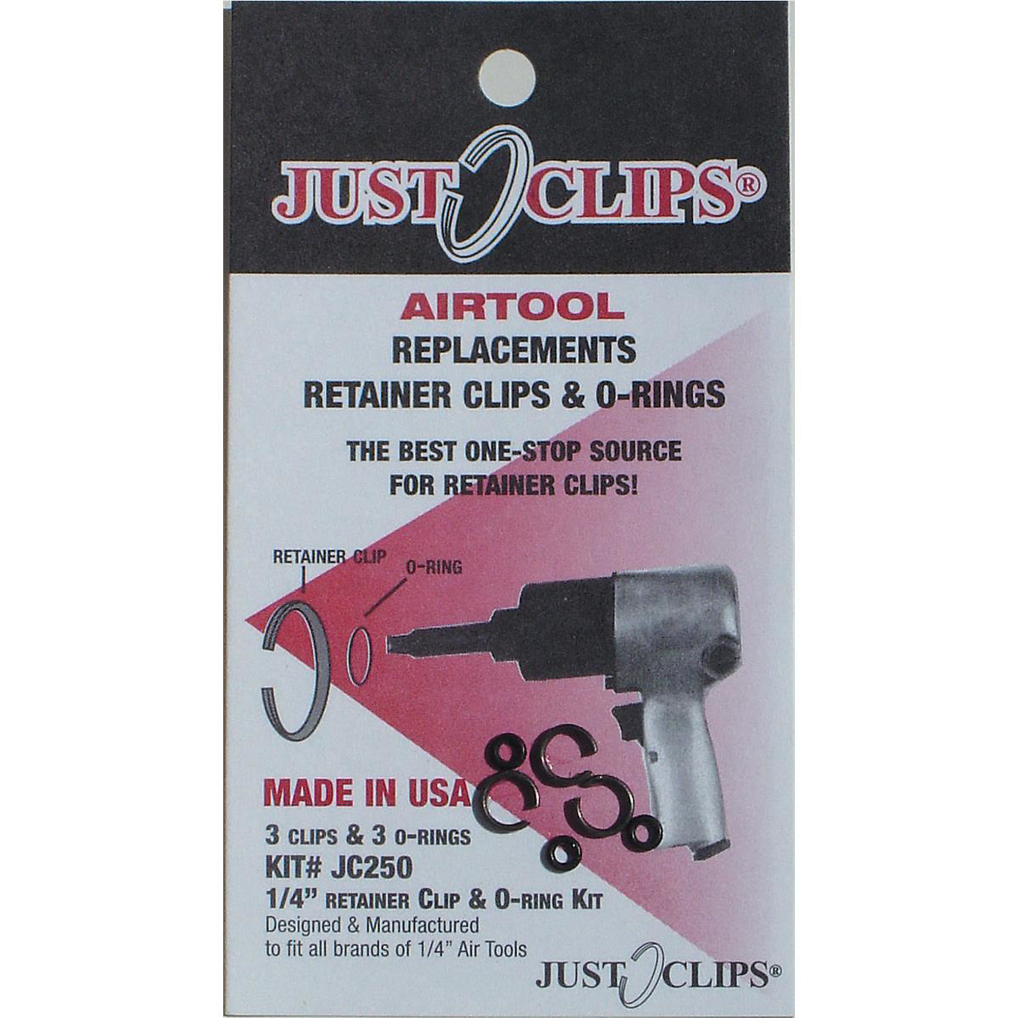 Just Clips Anvil Retainer Clip Refill Kit — 1/4in., 5-Pack, Model# JSC250-5