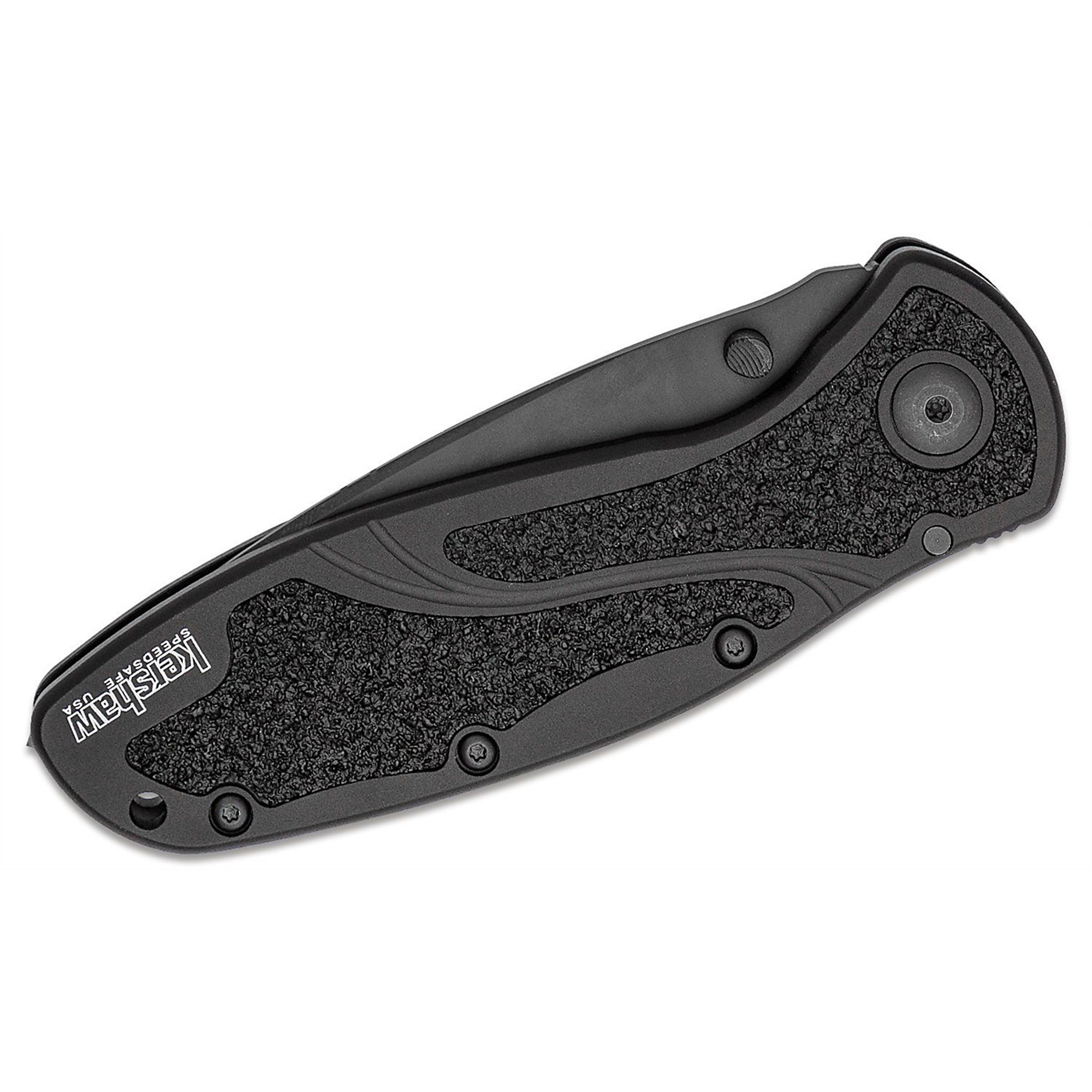 Kershaw Glassbreaker Blur EDC Folding Pocket Knife — Serrated, Assisted Opening, Inset Liner Lock, Black, Model# KER1670GBBLKST