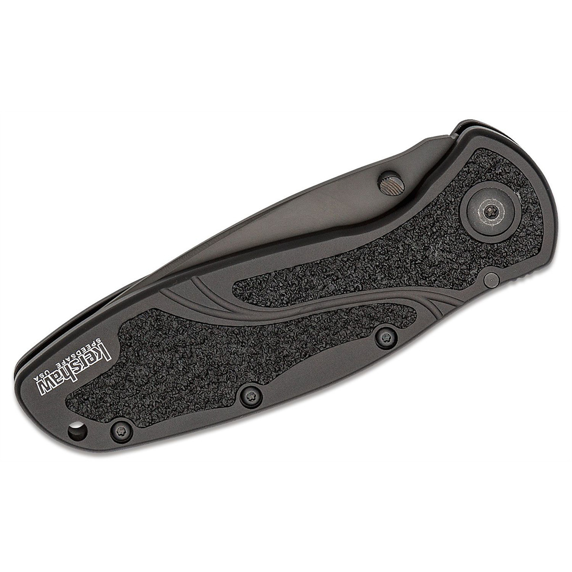 Kershaw Tanto Blur-Serrated EDC Folding Pocket Knife — 3 3/8in. Black Tungsten DLC Coated Blade, Assisted Open, Anodized Aluminum Handle, Model# KER1670TBLKST
