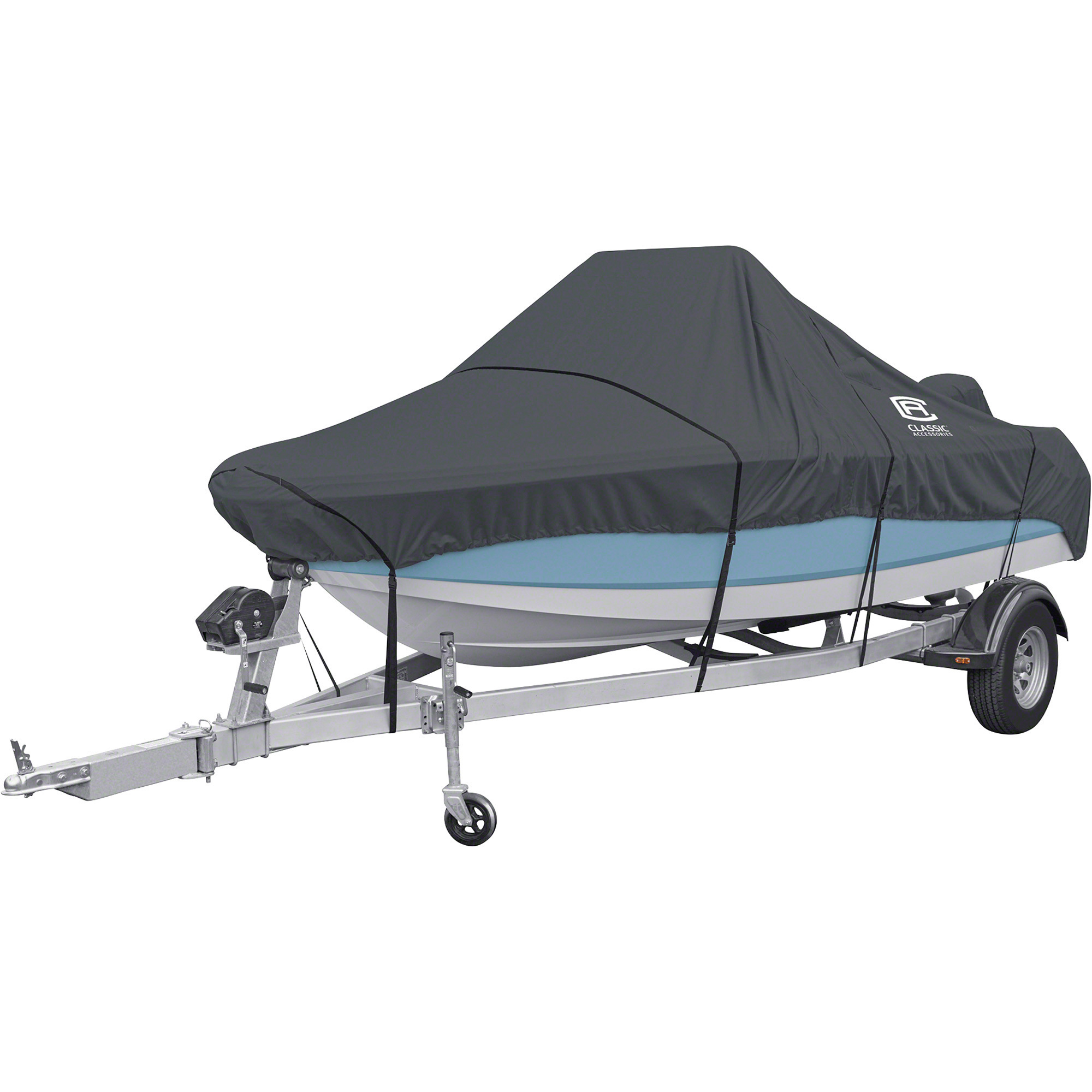 Classic Accessories StormPro Heavy-Duty Boat Cover, Charcoal, Fits 17ft.-19ft. x 102in.W Center Console Boats, Model# 20-303-111001-RT