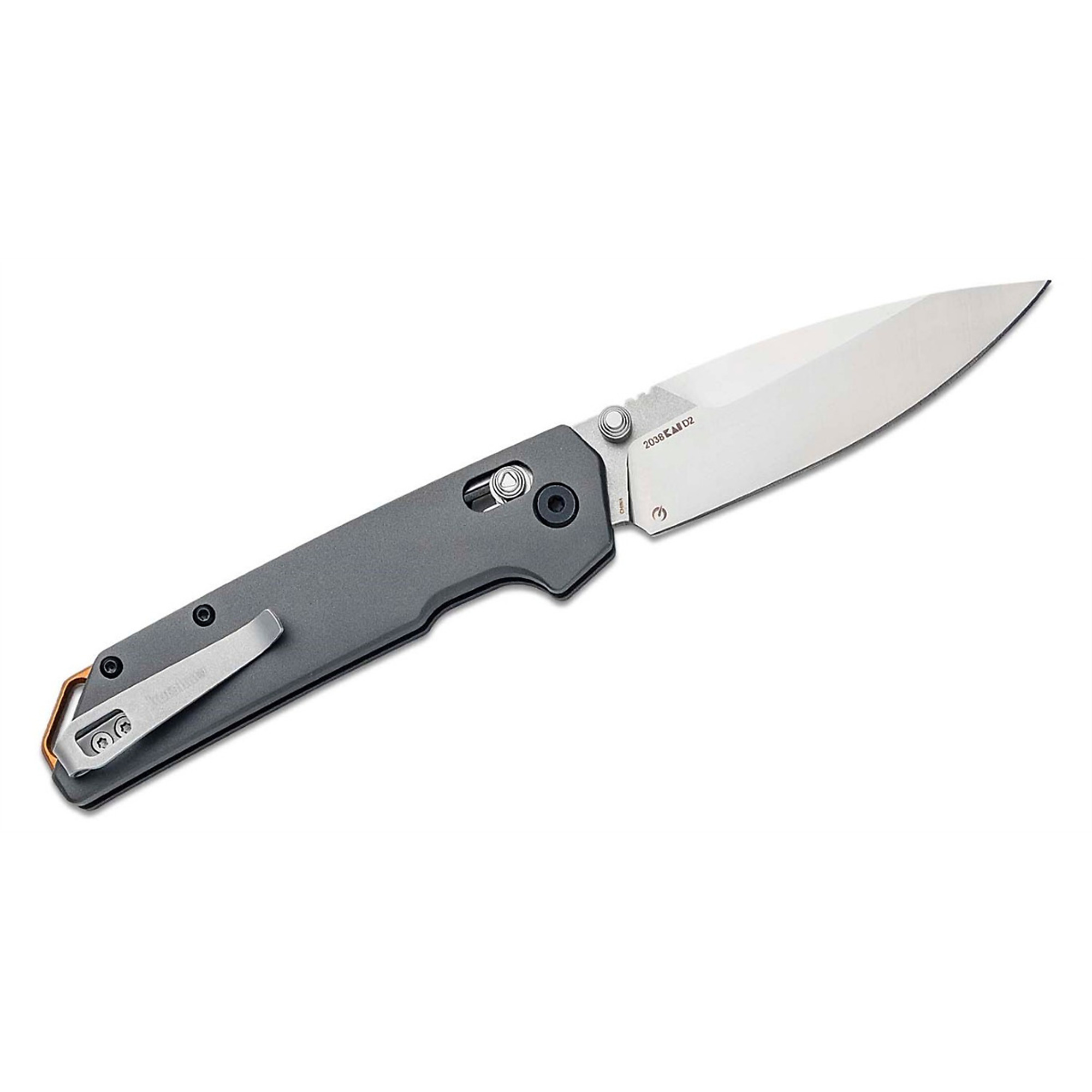 Kershaw Iridium Manual Open Folding Pocket Knife — 3.4in. D2 Steel Spear Point Blade, DuraLock, Gray, Model# KER2038