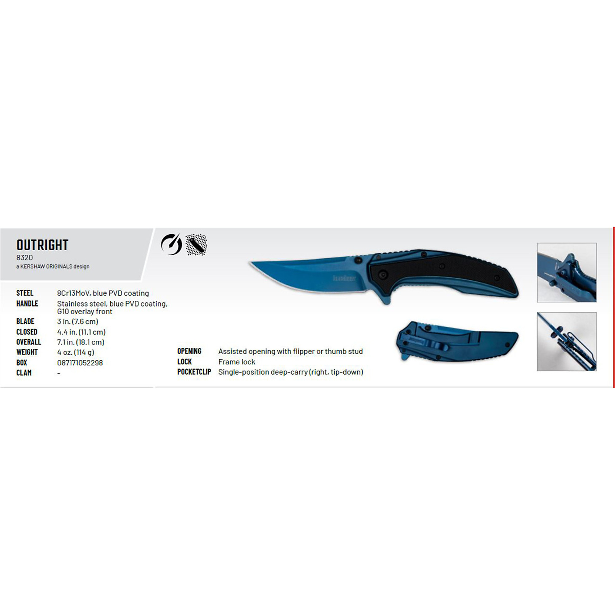 Kershaw Analyst Knife — Packaged in Box, Model# KER2062ST
