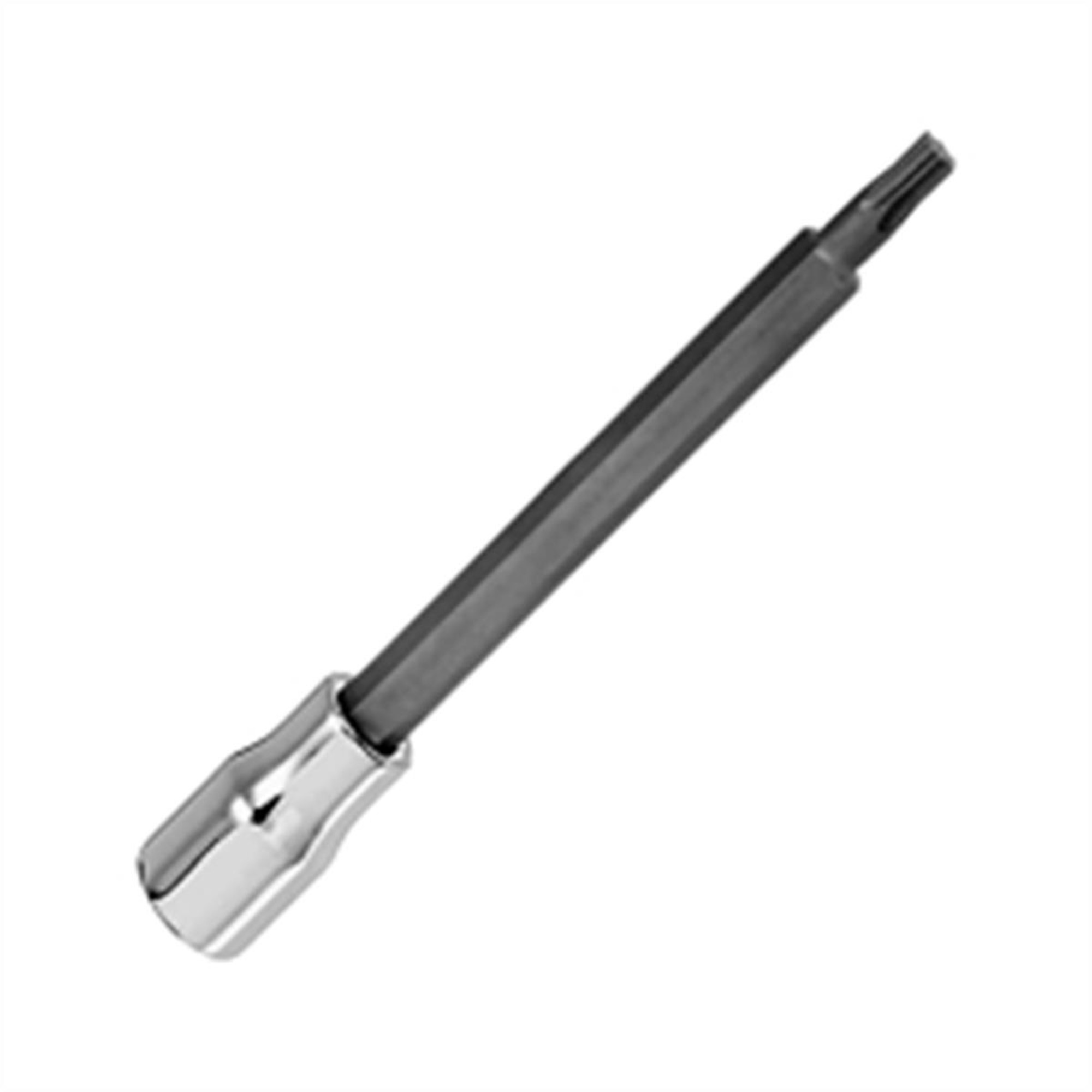 VIM Tools T25 TORX Driver — 4.5in. OAL, 1/4in. Square Drive Holder, Satin Chrome Finish, S2 Steel, Model# VIMV45L-T25