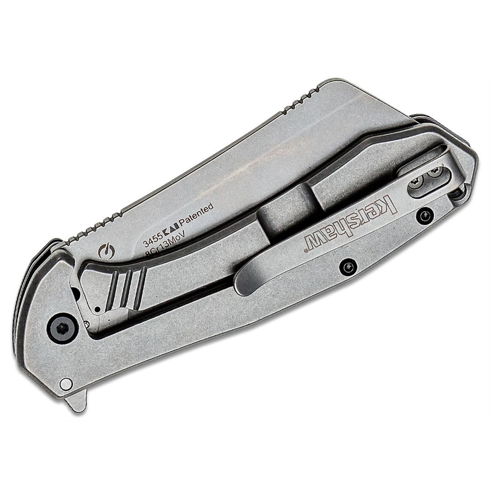 Kershaw Bracket Assisted Open Frame Lock Cleaver Blade EDC Folding Pocket Knife — Black, Model# KER3455