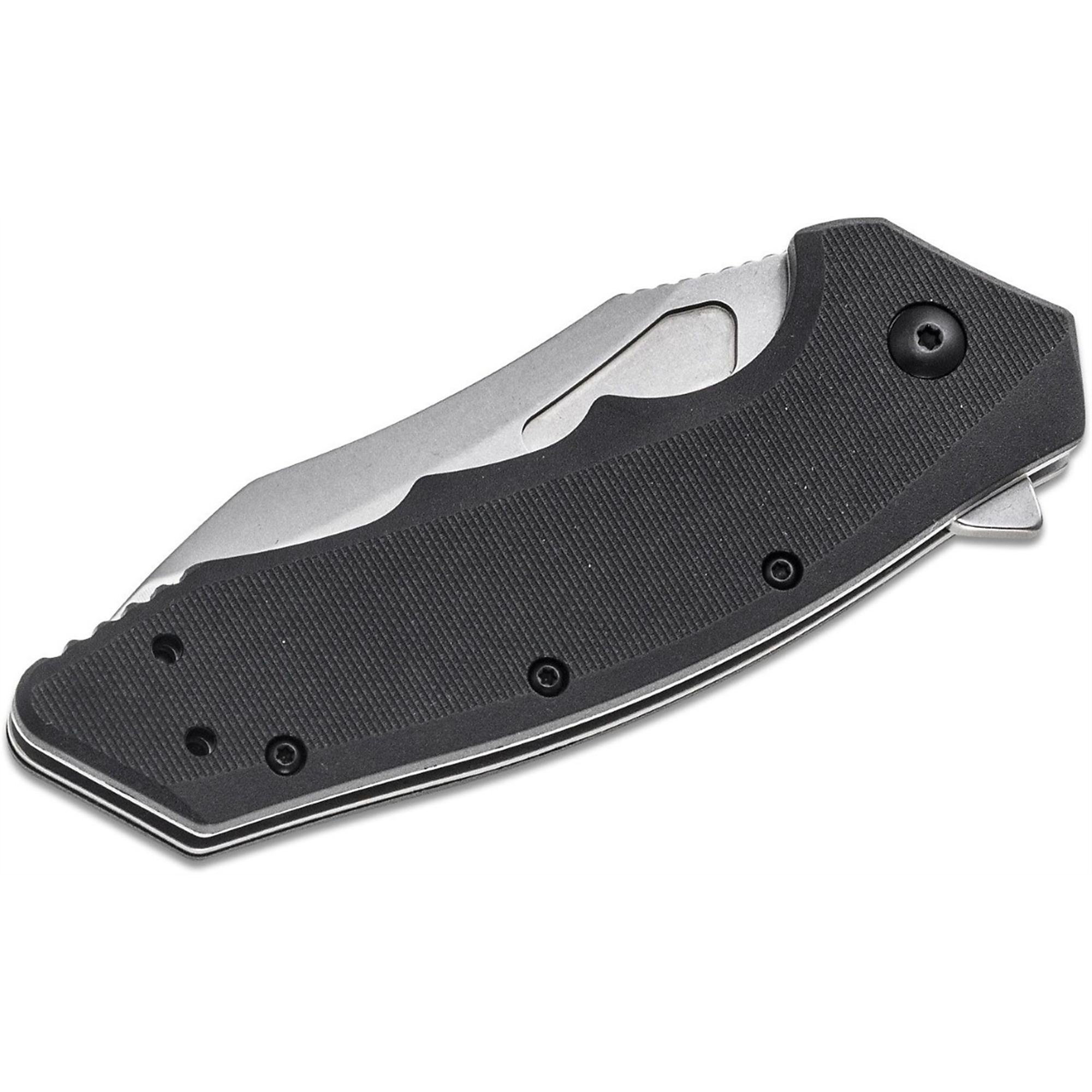 Kershaw Flitch Assisted Open Liner Lock EDC Folding Pocket Knife — 3.25in. Drop Point Blade, Stonewashed Finish, Black, Model# KER3930