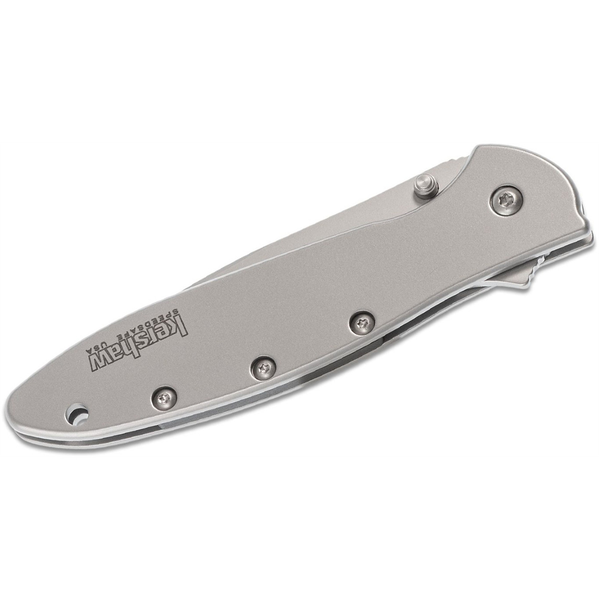 Kershaw Leek Assisted Open Frame Lock Drop Point Blade EDC Folding Pocket Knife — 3in. Blade, Sandvik 14C28N Stainless Steel, Model# KER1660