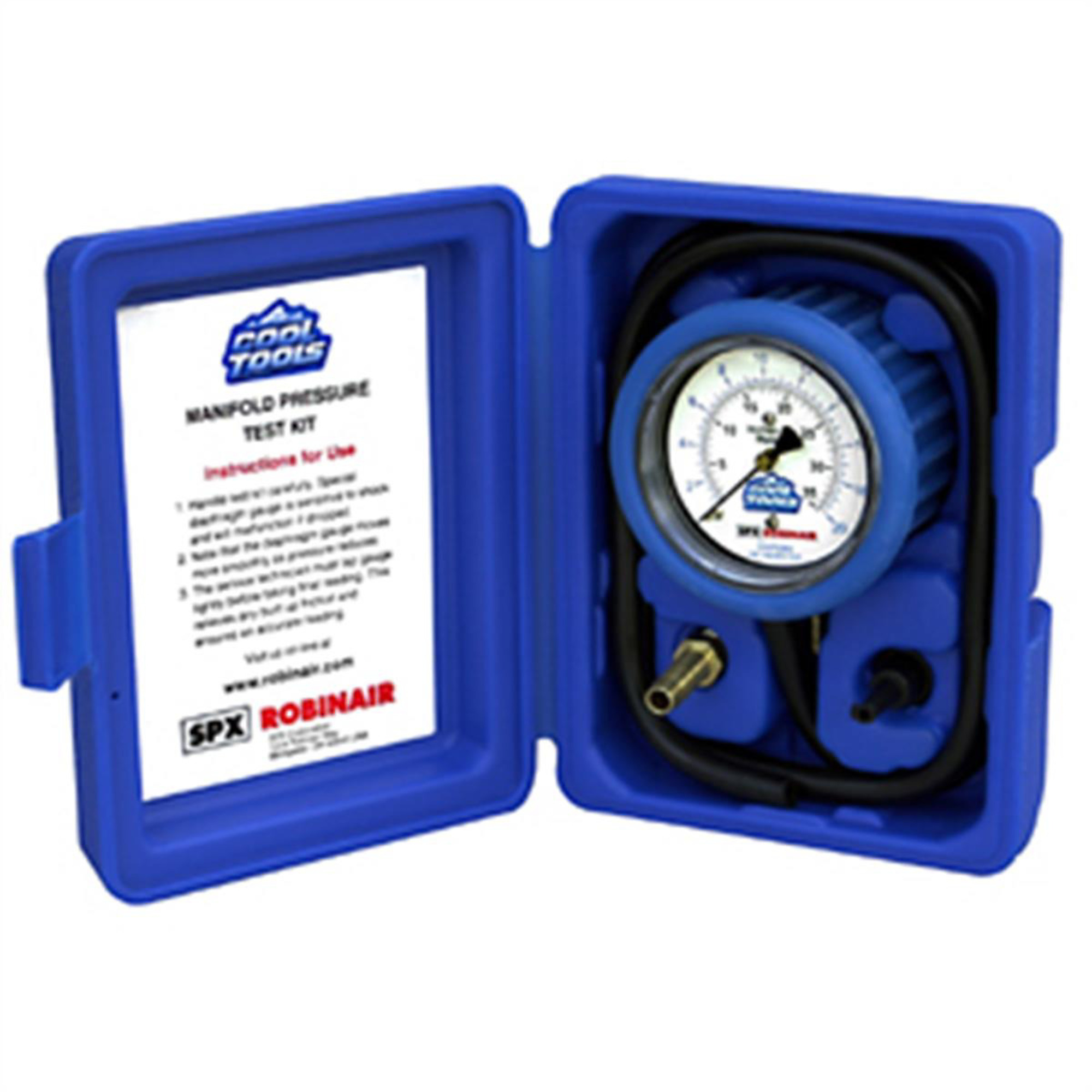 Robinair Gas Manifold Pressure Test Kit — 0-35in. Water Column, Includes Quick-Connect Fitting and Molded Plastic Case, Model# ROB42160