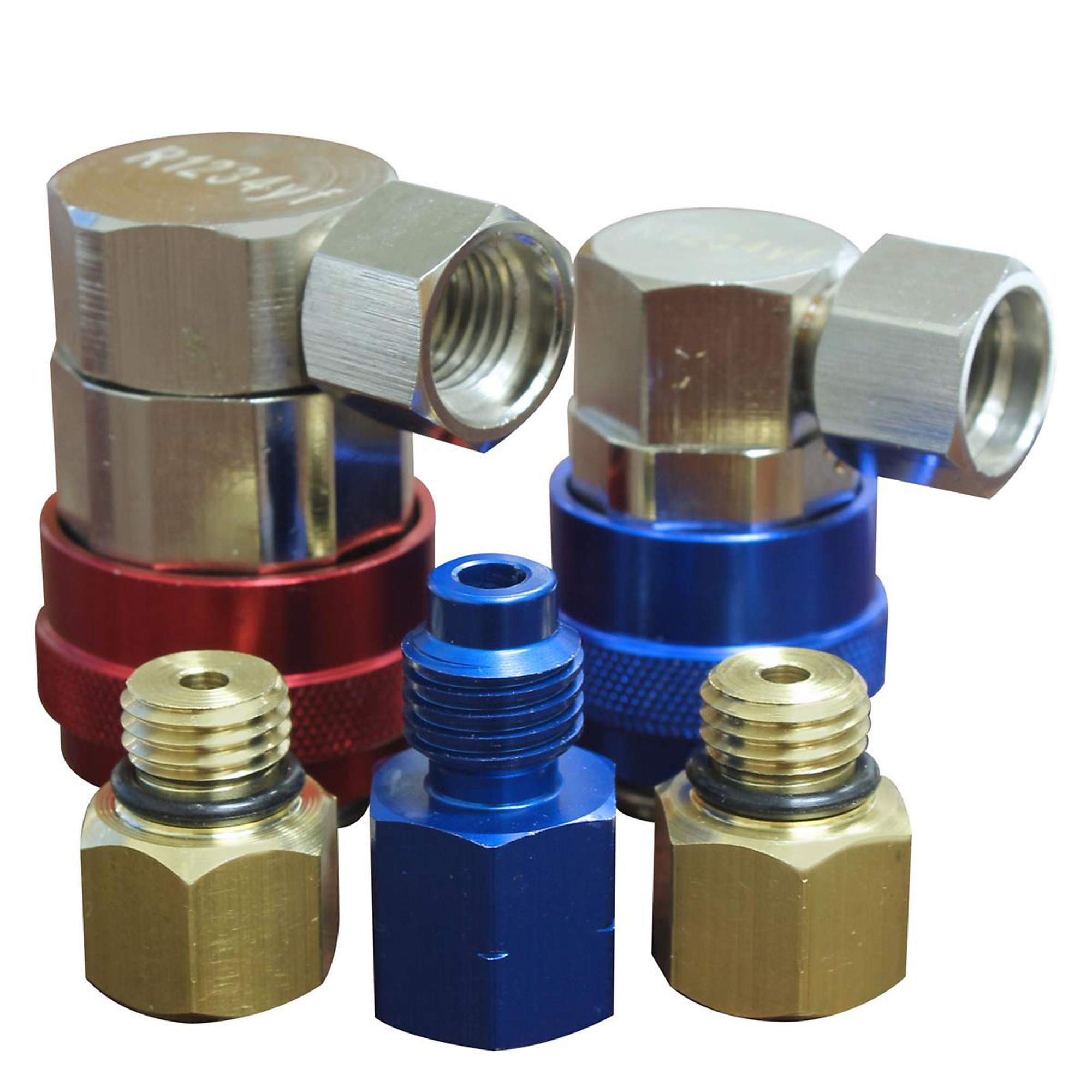Mastercool R134A to R1234YF Conversion Kit — Standard 1234YF Couplers, Tank Adapter, 2 Adapters, Model# MSC63736-K