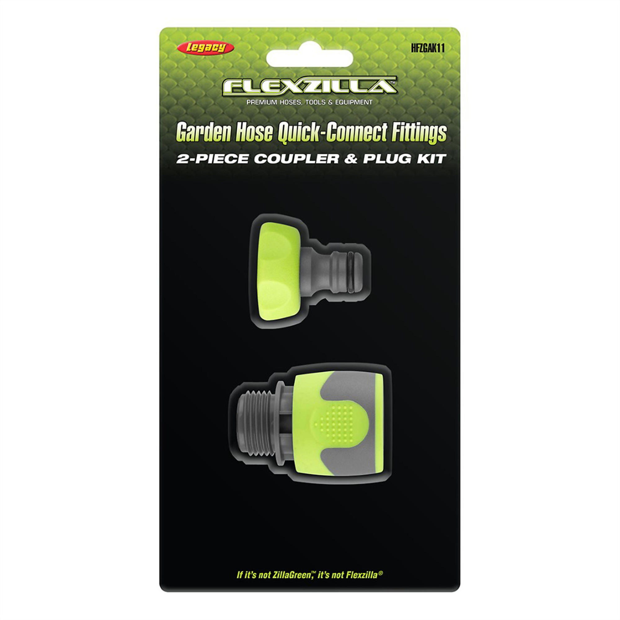 Legacy Manufacturing Flexzilla Garden Hose Quick-Connect Fittings — 2-Piece Coupler & Plug Kit, Model# LEGHFZGAK11