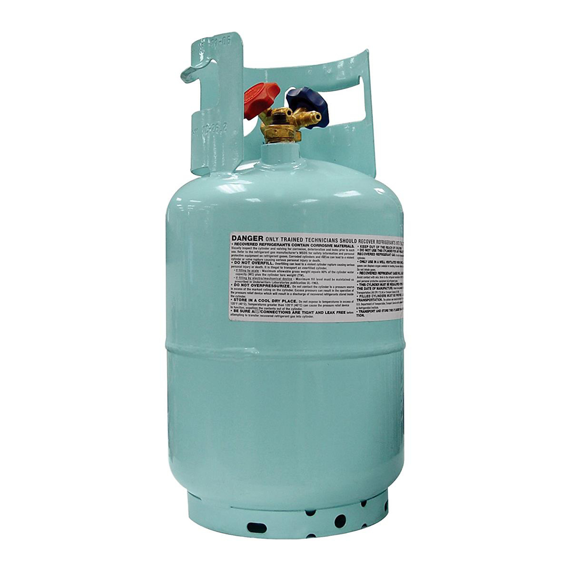 Mastercool A/C Tank for R134a — 30 Lb. Capacity, DOT-4BA400, 1/2in. Acme Fittings, 3/4in. NPT, Y Valve, Model# MSC67010