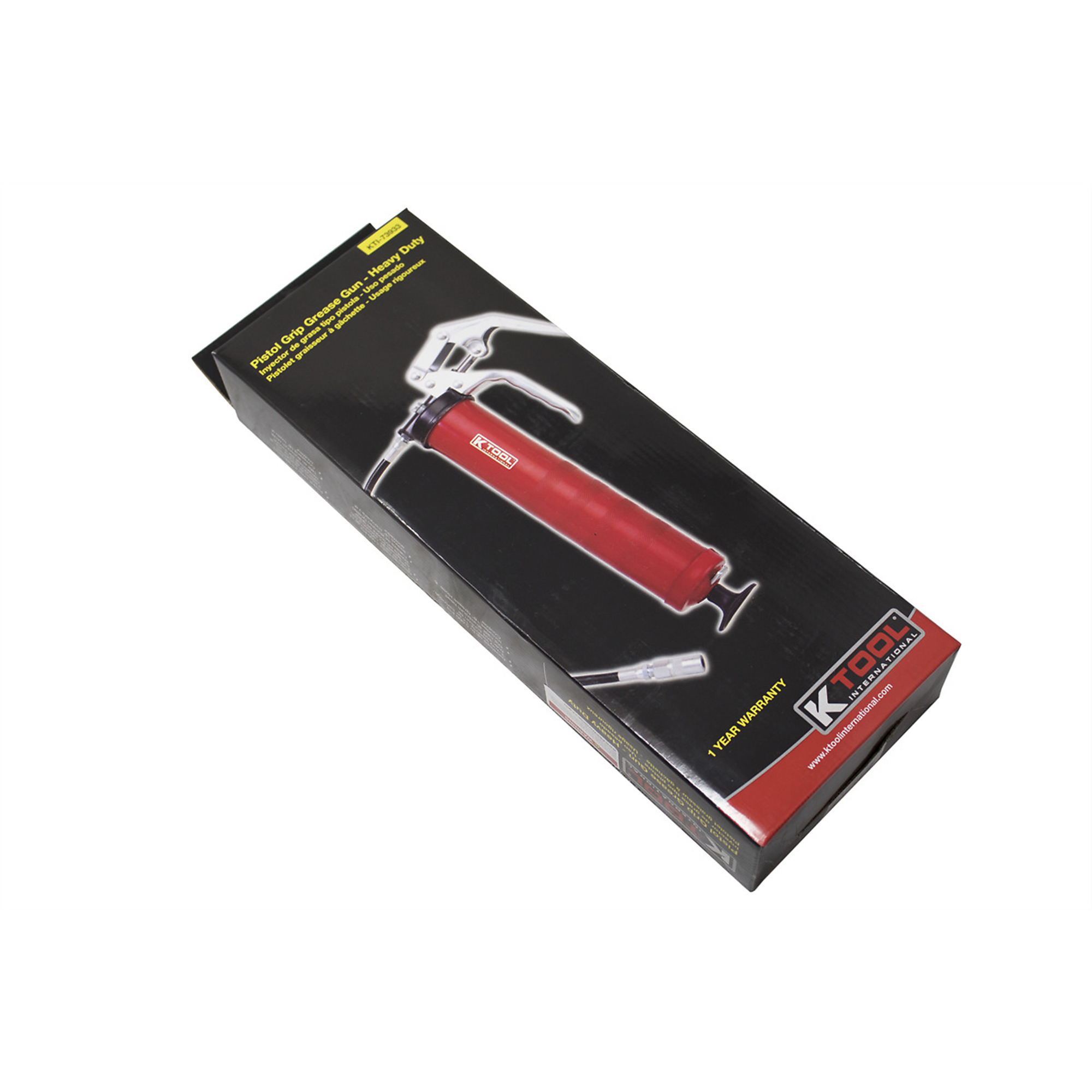 K Tool International Heavy-Duty Pistol Grip Grease Gun — 14 Oz., 5000 PSI, 18in. Flexible Hose, Model# KTI73933