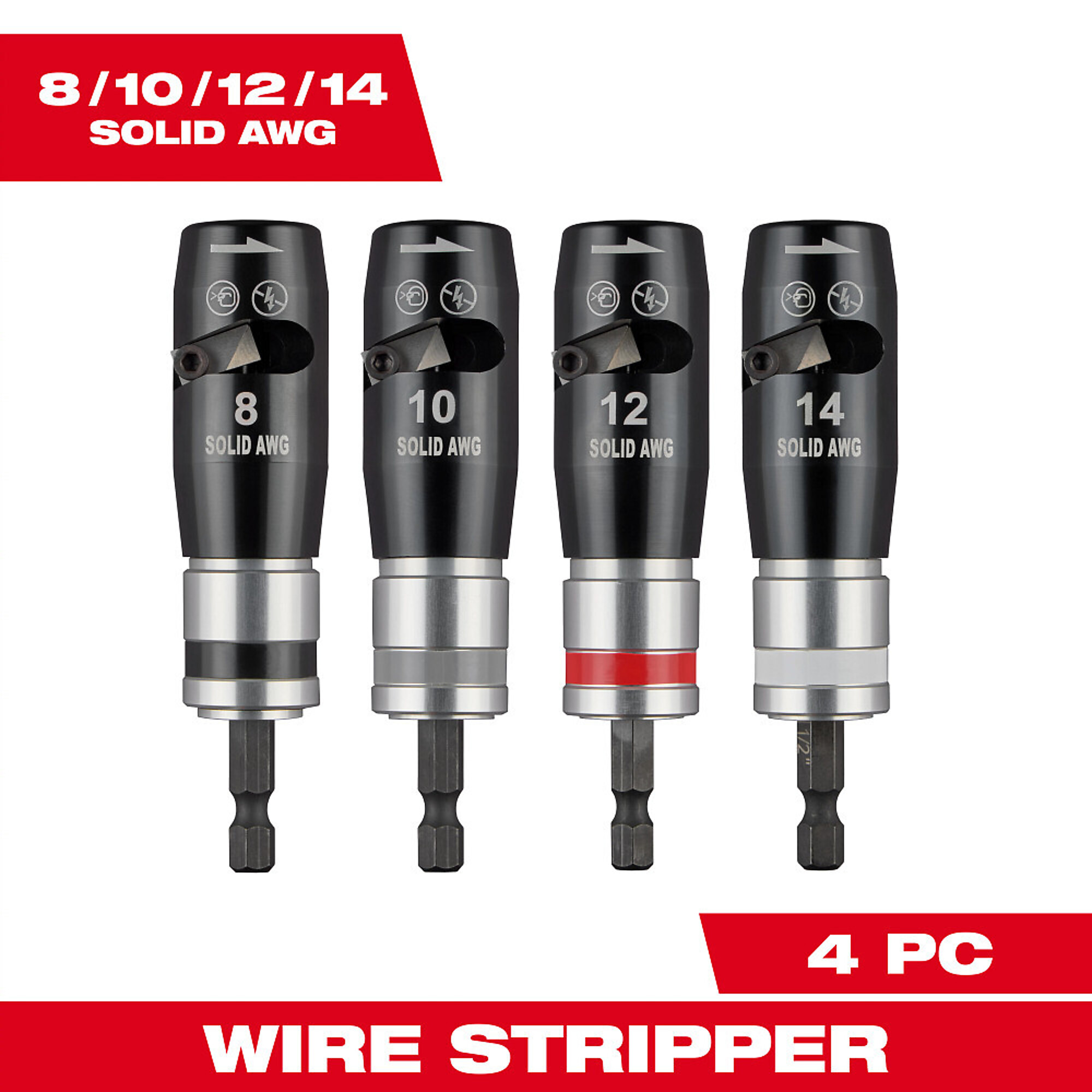 Milwaukee 4PC Solid Wire Stripper Set, Model# 48-32-6406