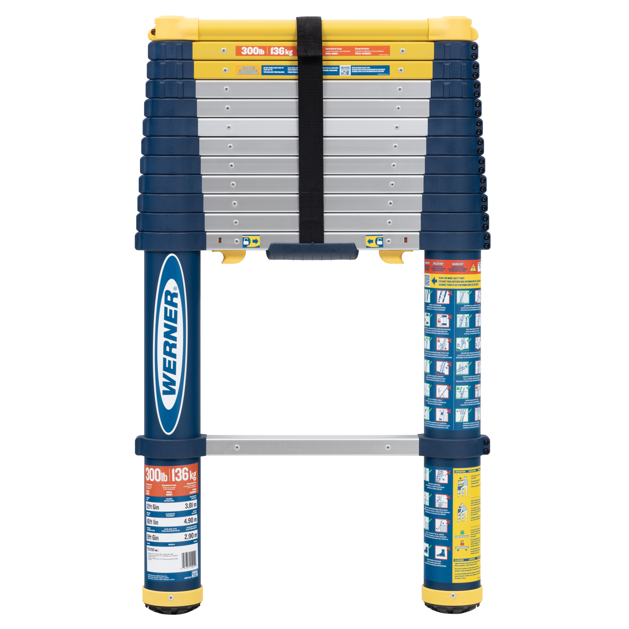 Werner Telescoping Ladder — 12.5ft., Type IA, 300-Lb. Capacity, Model# TS1250