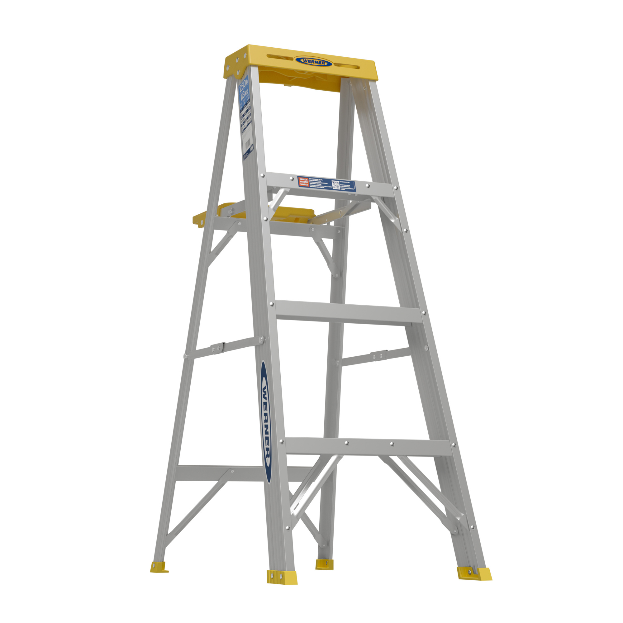 Werner Aluminum Step Ladder — 4ft., 250-Lb. Capacity, Type I, Tool-Tra-Top, Model# 364