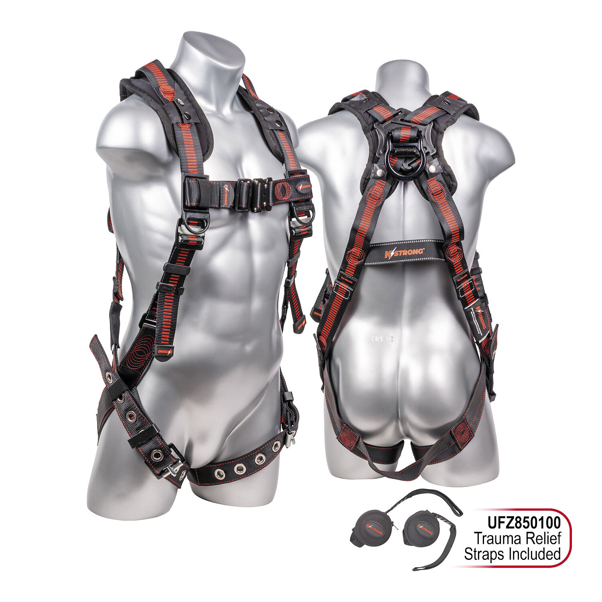 KStrong Kapture Elite+ 5-Point Full Body Harness — L-XL, Aluminum Dorsal D-Ring, Quick-Connect Chest, Removable Back/Shoulder Pad, Model# UFH15203GQ-L-XL