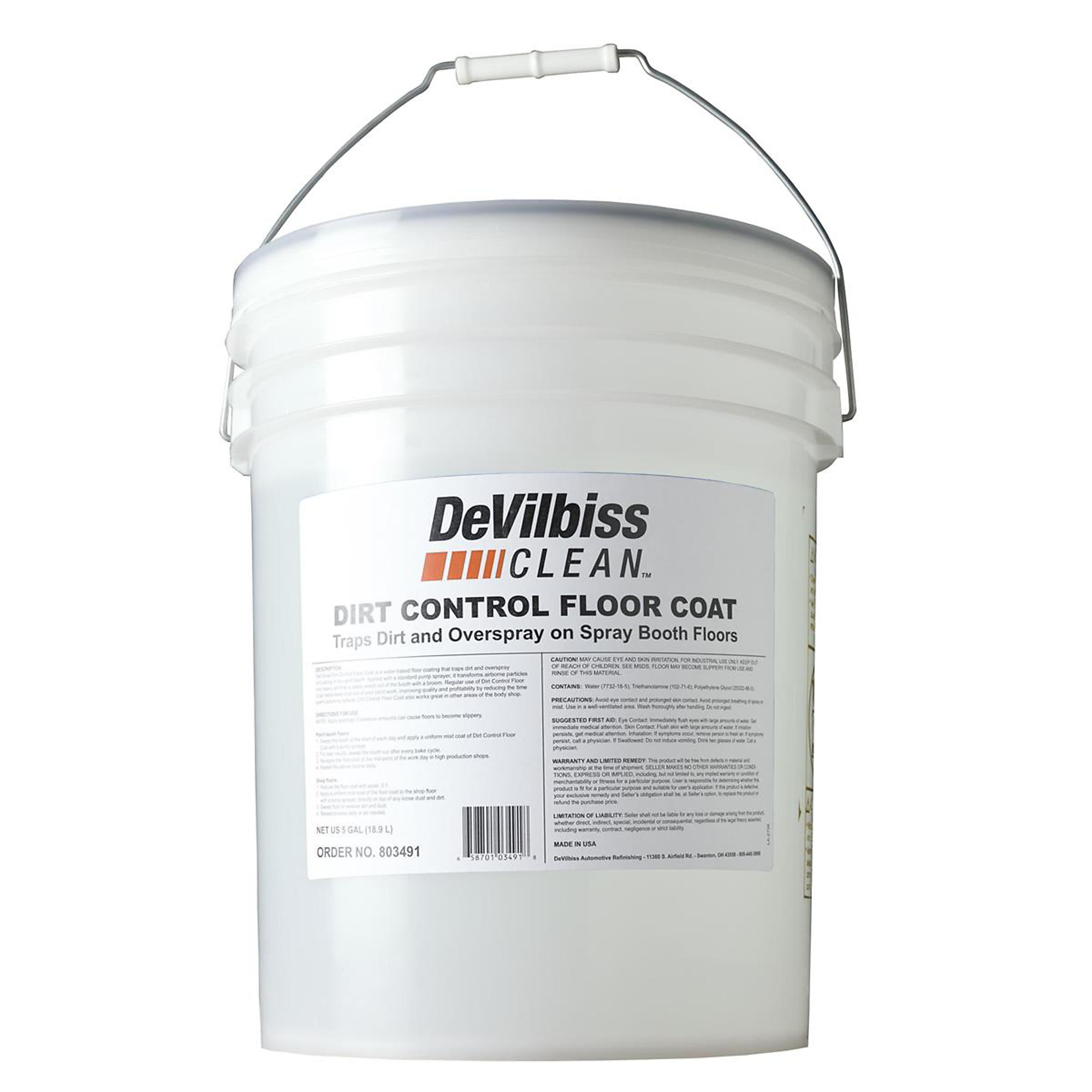 DeVilbiss Dirt Control Floor Coat — 5 Gal., Reduces Airborne Particles, Water-Based, Low VOC, Model# DEV803491