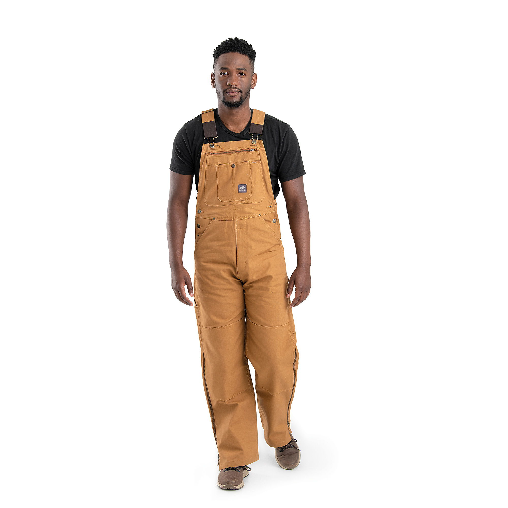 Berne Apparel Org Unld Dck Bib Ovrl Brn 56T