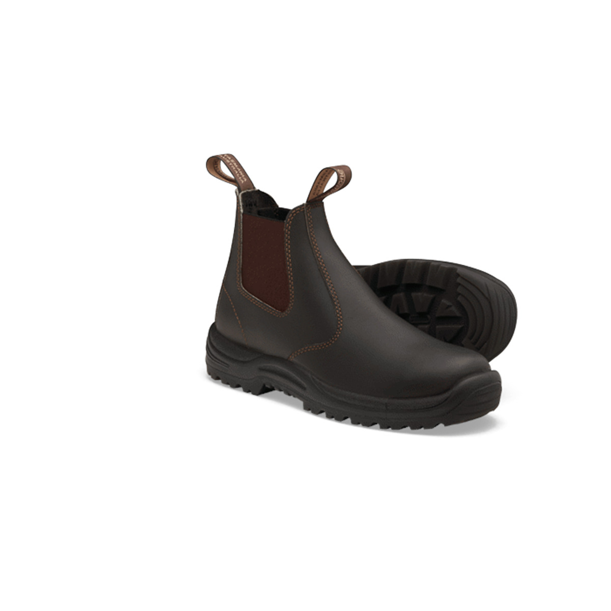 Blundstone Soft Toe Elastic Side Slip-On Boot — Water-Resistant, Kick Guard, Stout Brown, AU Size 7, US Size 8, Model# BLU490-070