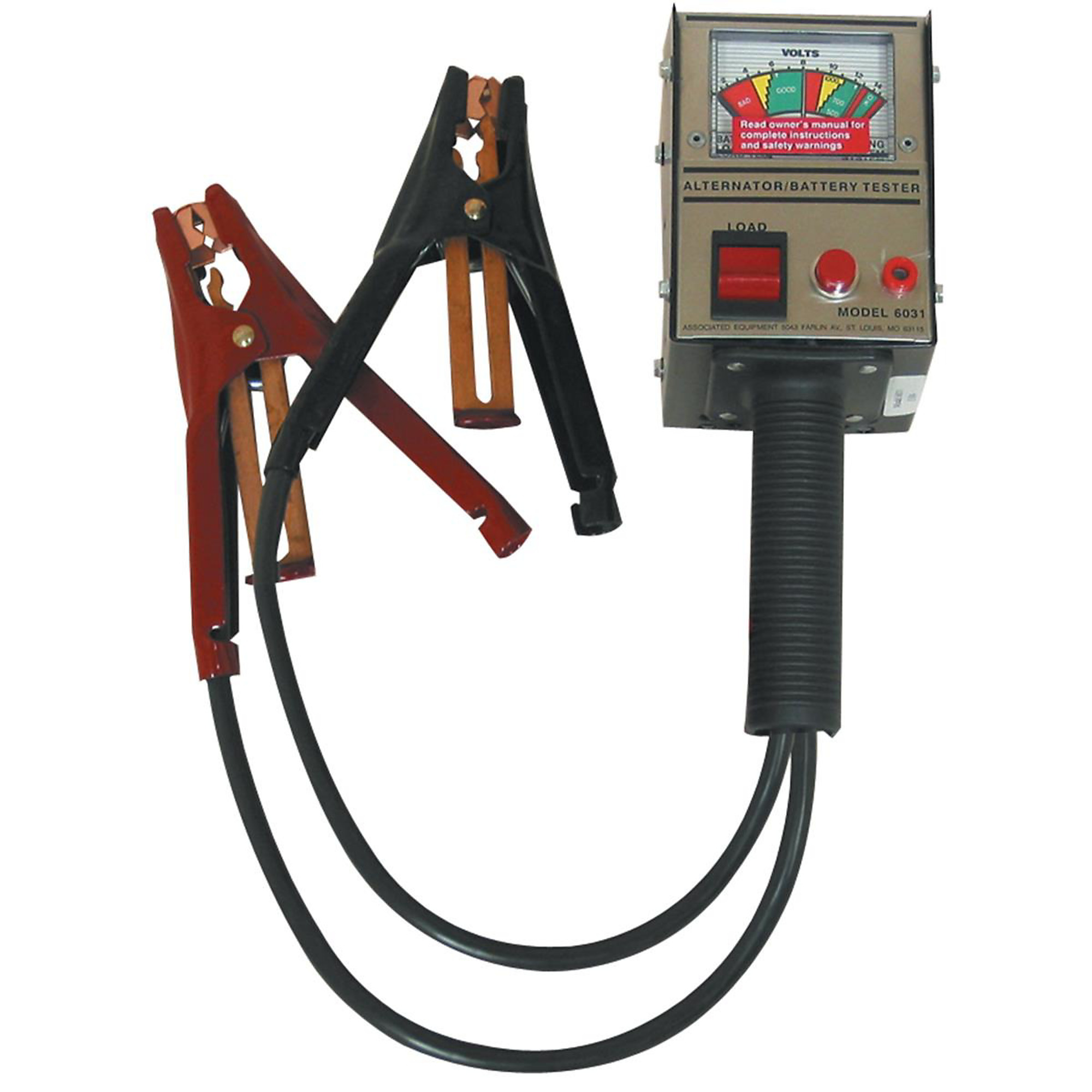 Associated Battery Load Tester — 0-16V, 125 Amps, Handheld, Heavy-Duty Clamps, Model# ASO6031