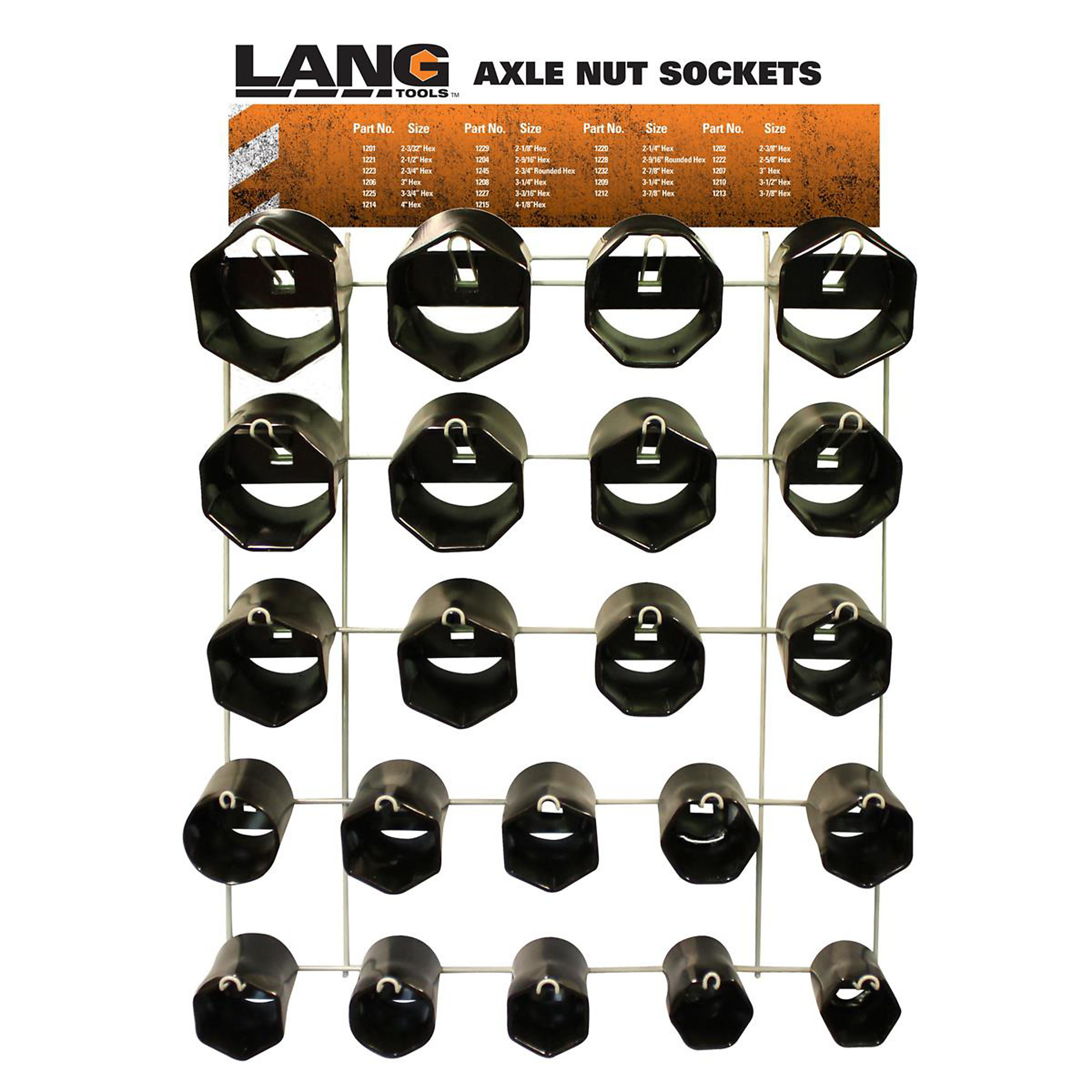 Lang Tools Axle Nut Socket Display — 22-Piece, 24in. W x 22.5in. H x ...
