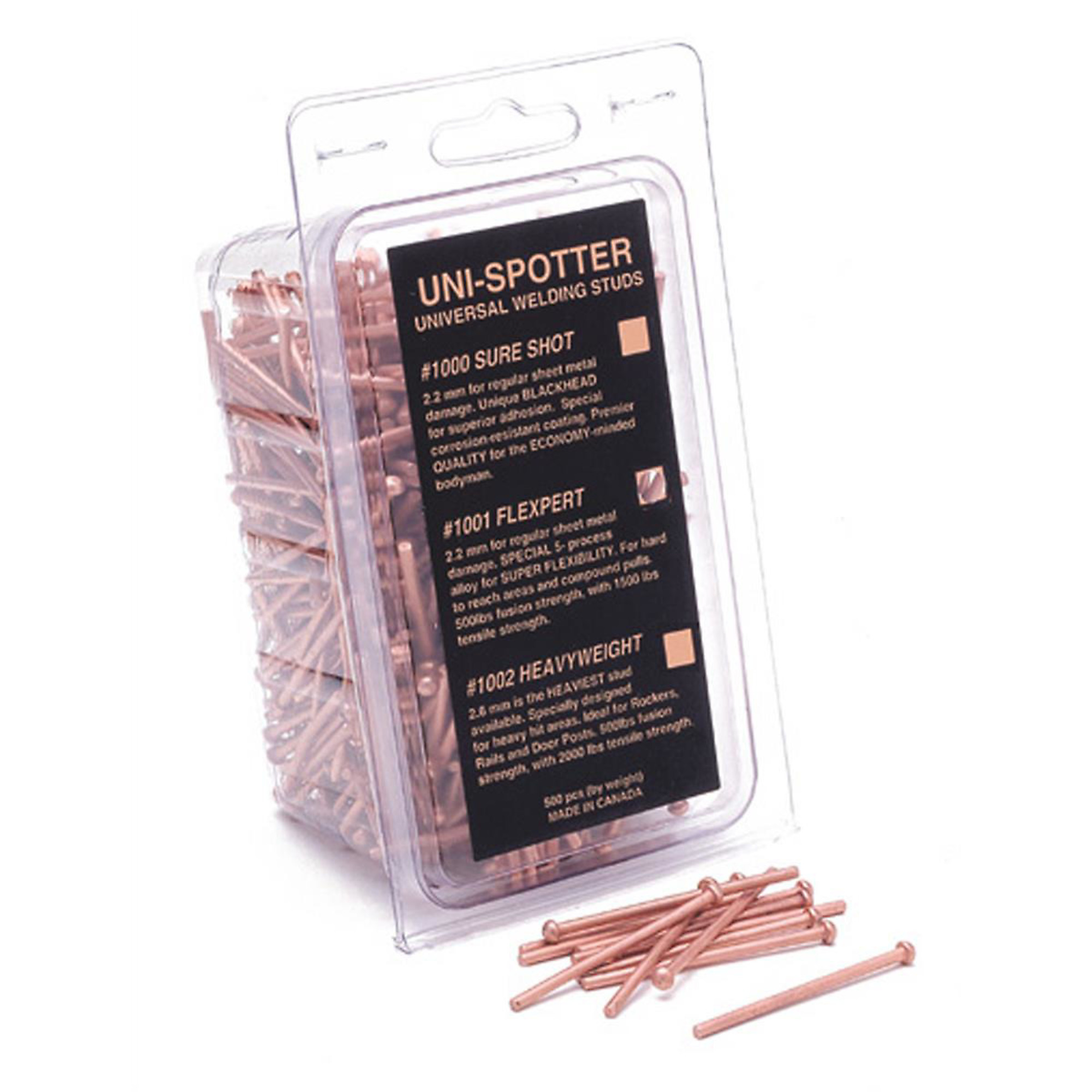 H&S AutoShot Uni-Spotter Studs — 2.2mm, Copper-Coated Steel, Annealed, 500-Pack, Model# UNI-1001