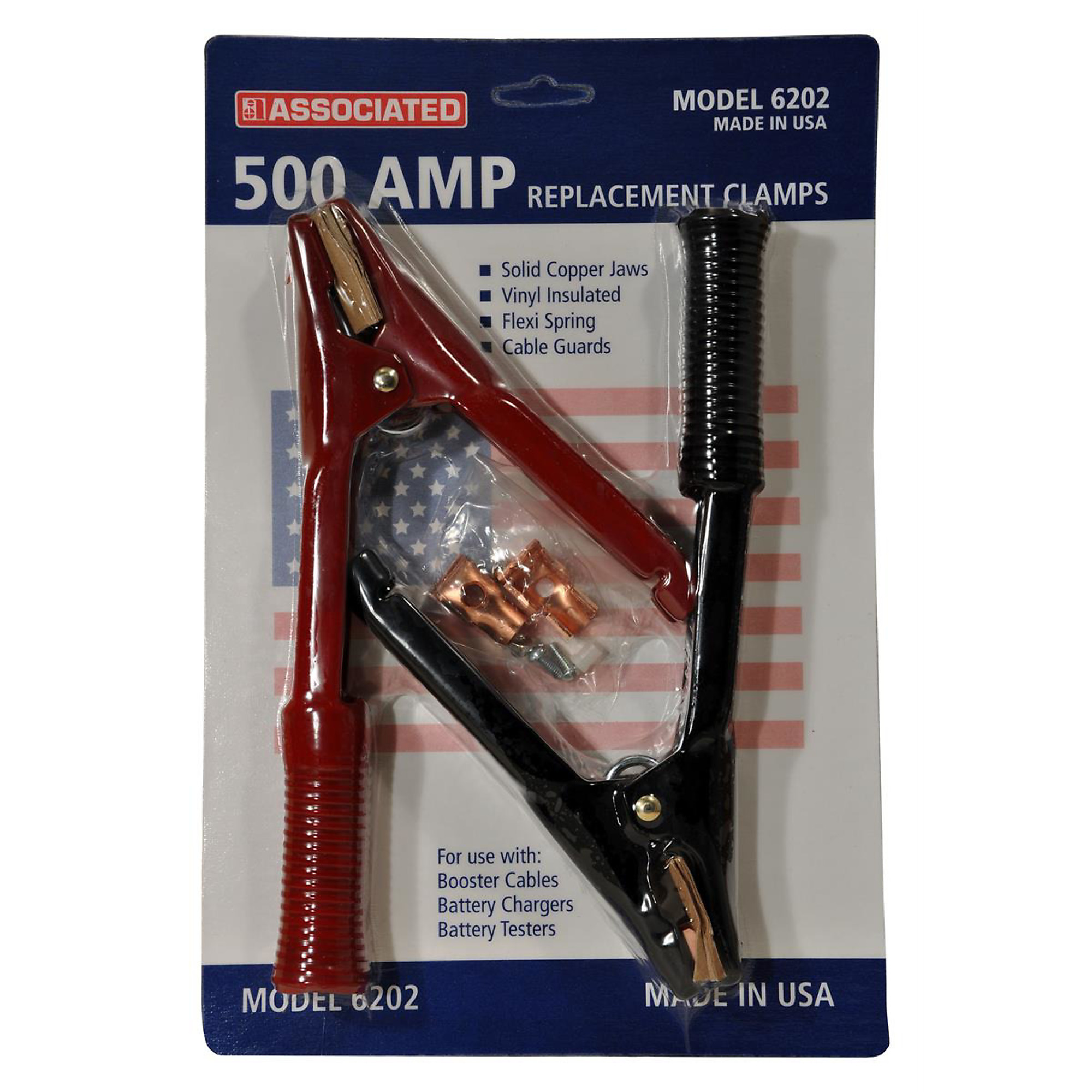 Associated Battery Clamps — 500 Amps, Copper, Vinyl Insulation, Model# ASO6202