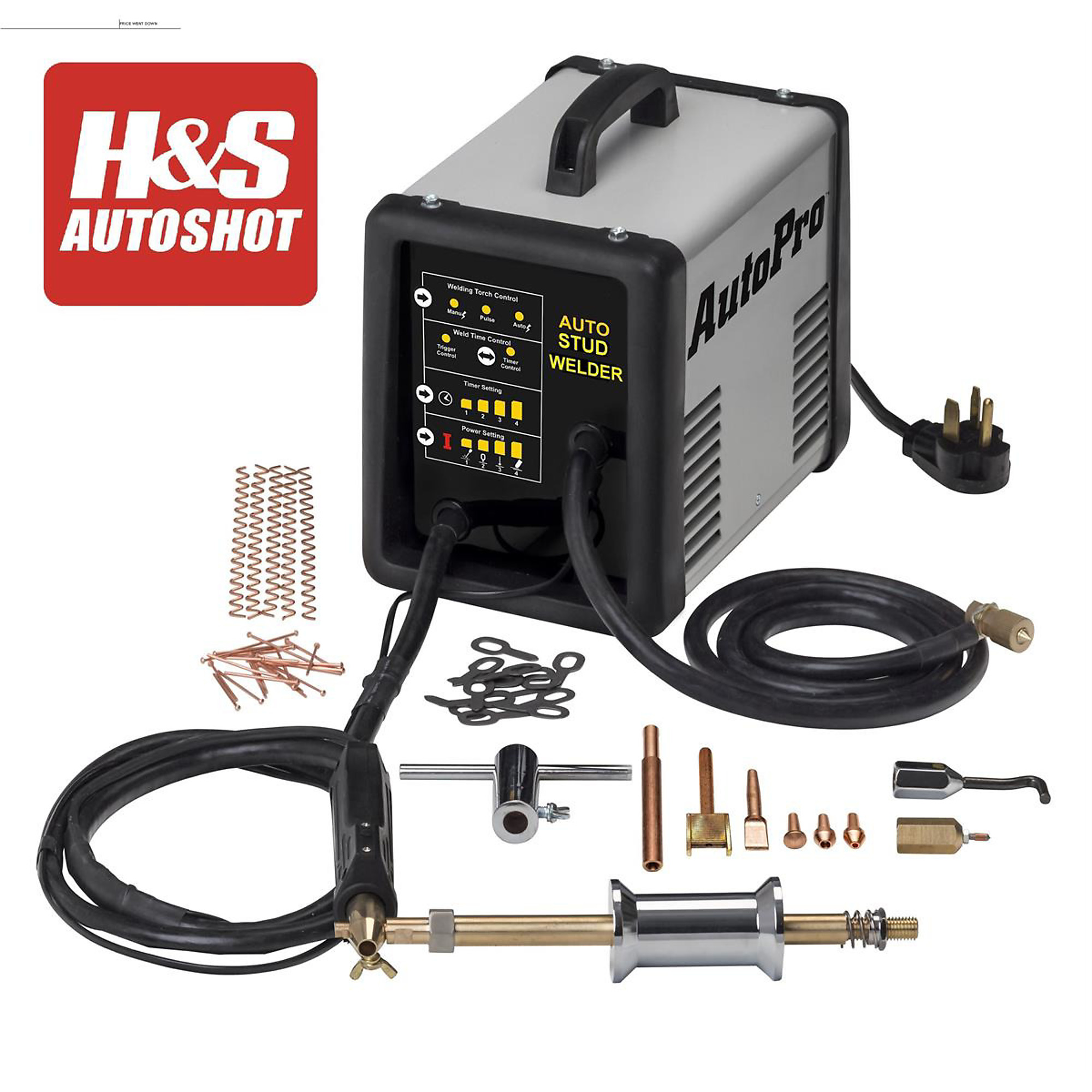 H&S AutoShot Steel Dent Pulling Welder — Multi-Function, Timed/Pulsed/Automatic Modes, Includes Accessories, Model# HSA9500