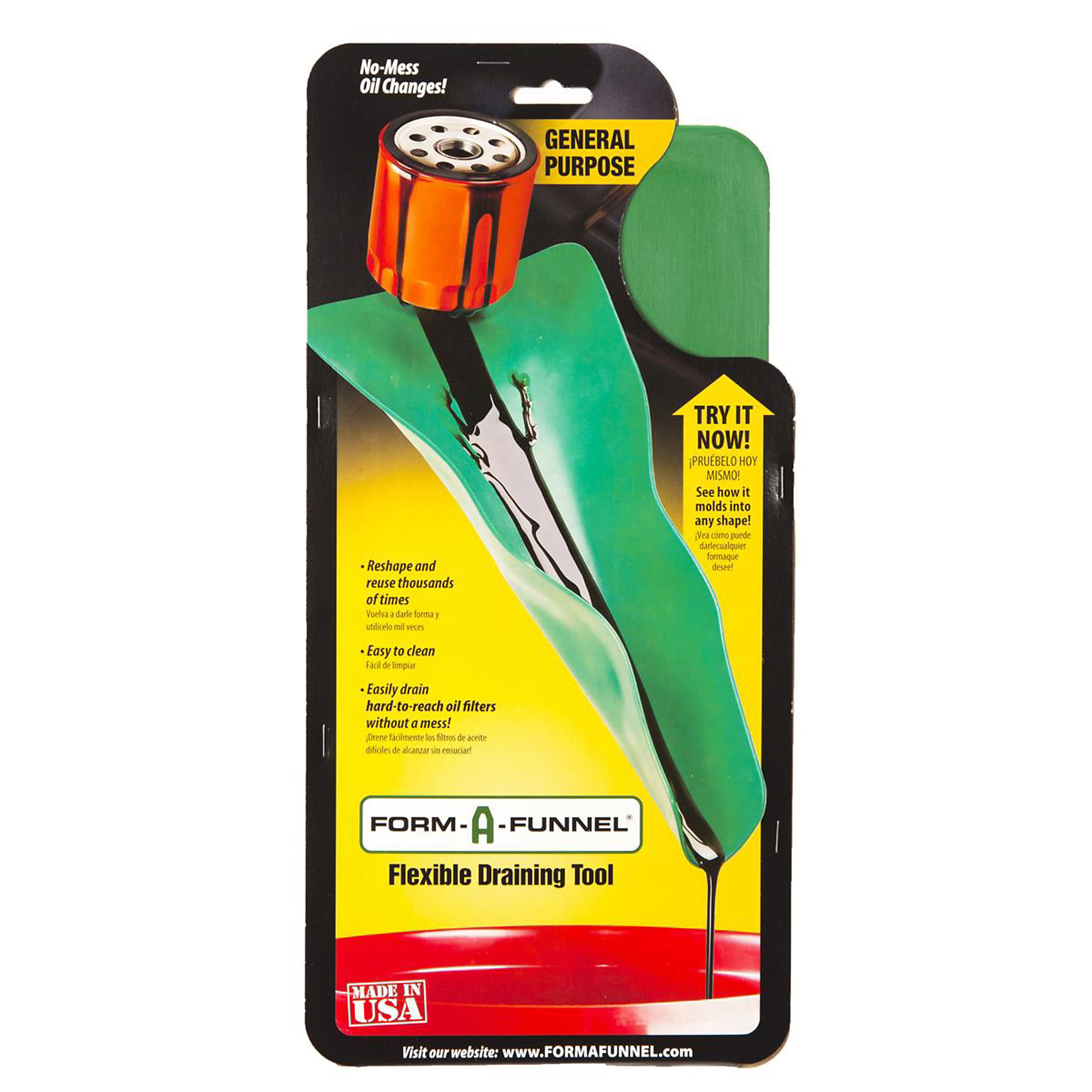 Form-A-Funnel General Purpose Funnel — Moldable, High Tensile Aluminum, Nitrile Coating, Model# FAFGP-102