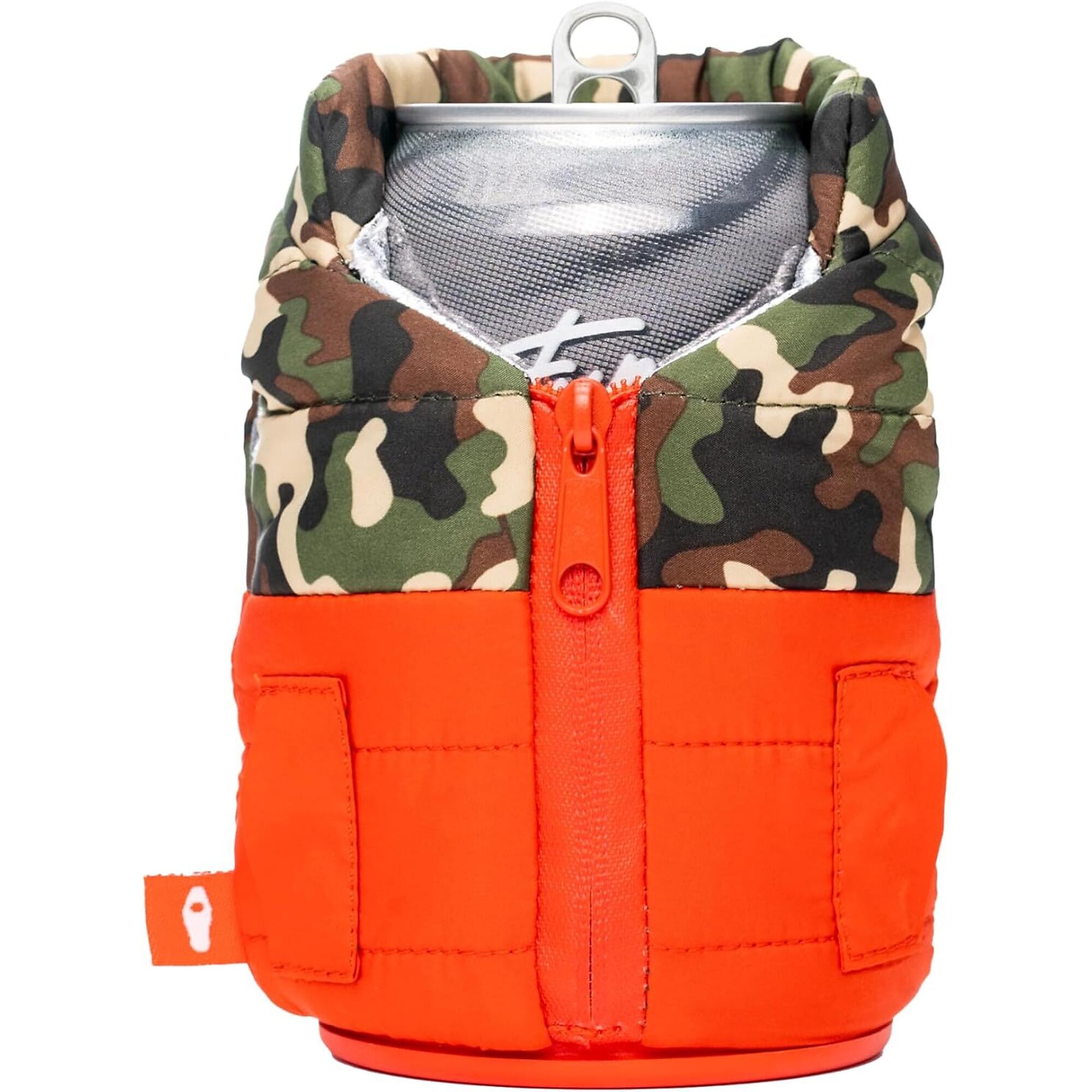 Beverage Koozy Puffy Vest Red/Woodsy Camo, Model #DO1214650