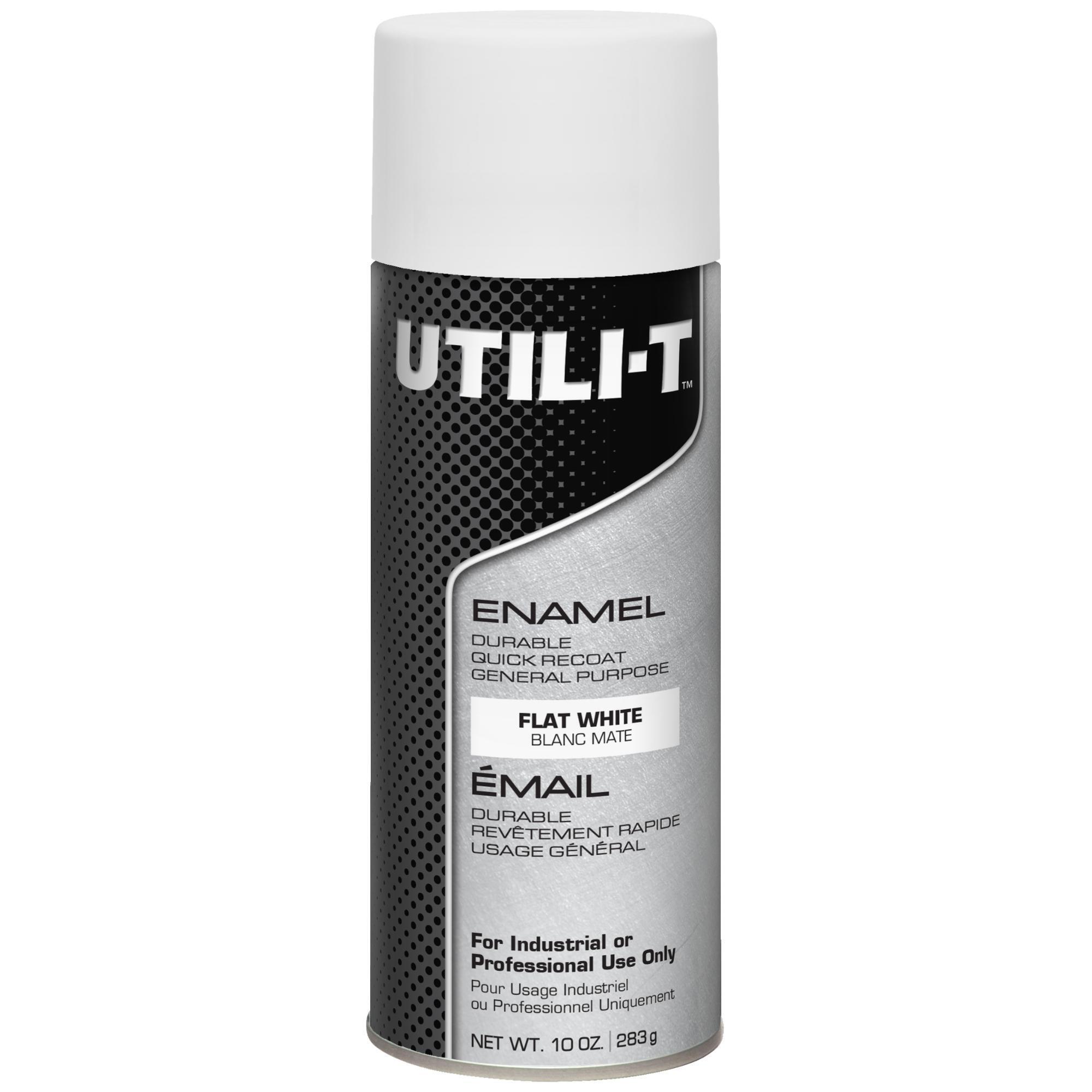 UTILI-T General Purpose Enamel Spray Paint, White, Flat, 10 Oz. Cans, 6PK, Model# 387399DS