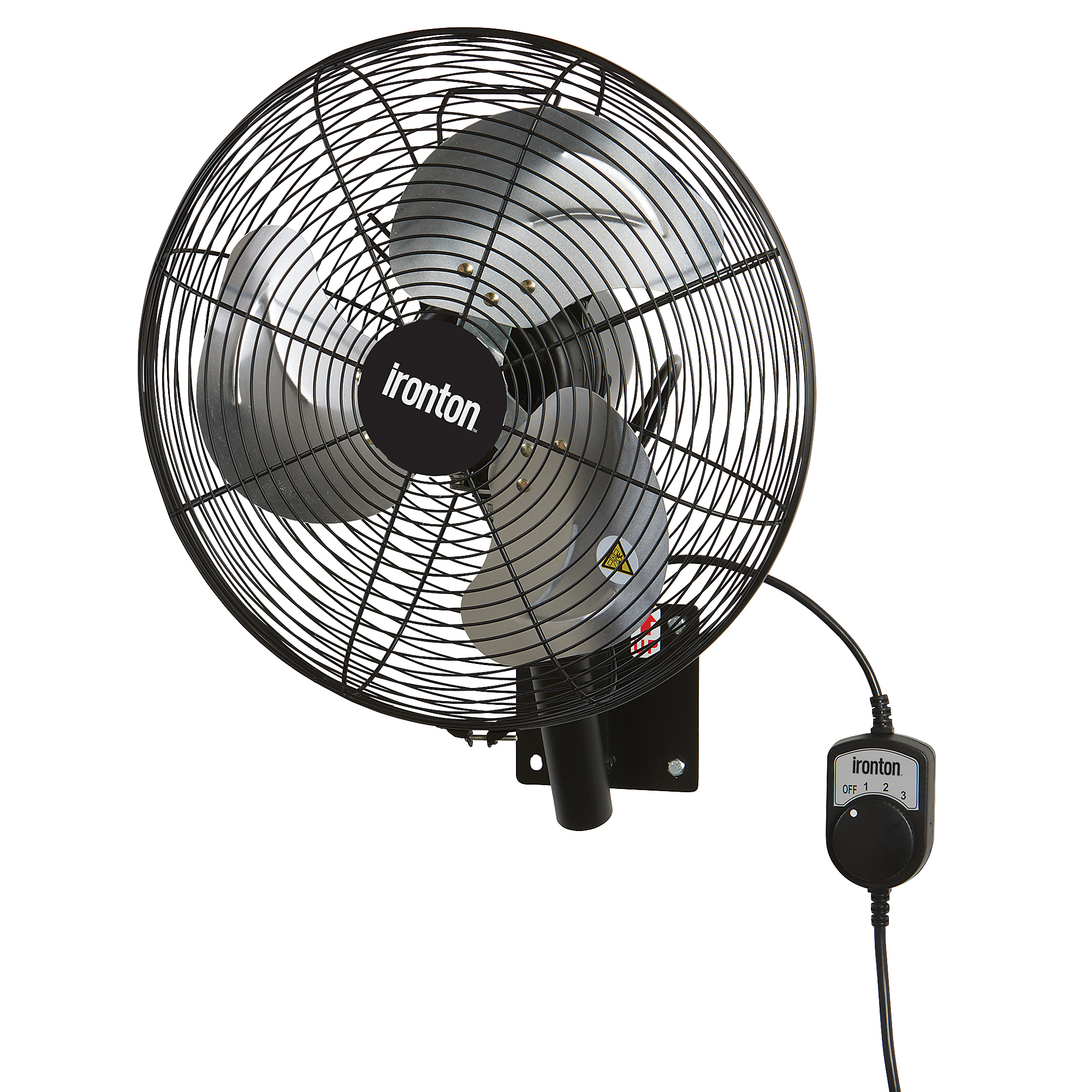 Ironton 14in. Oscillating Wall-Mount Fan, 1520 CFM, 120V, 3 Speeds