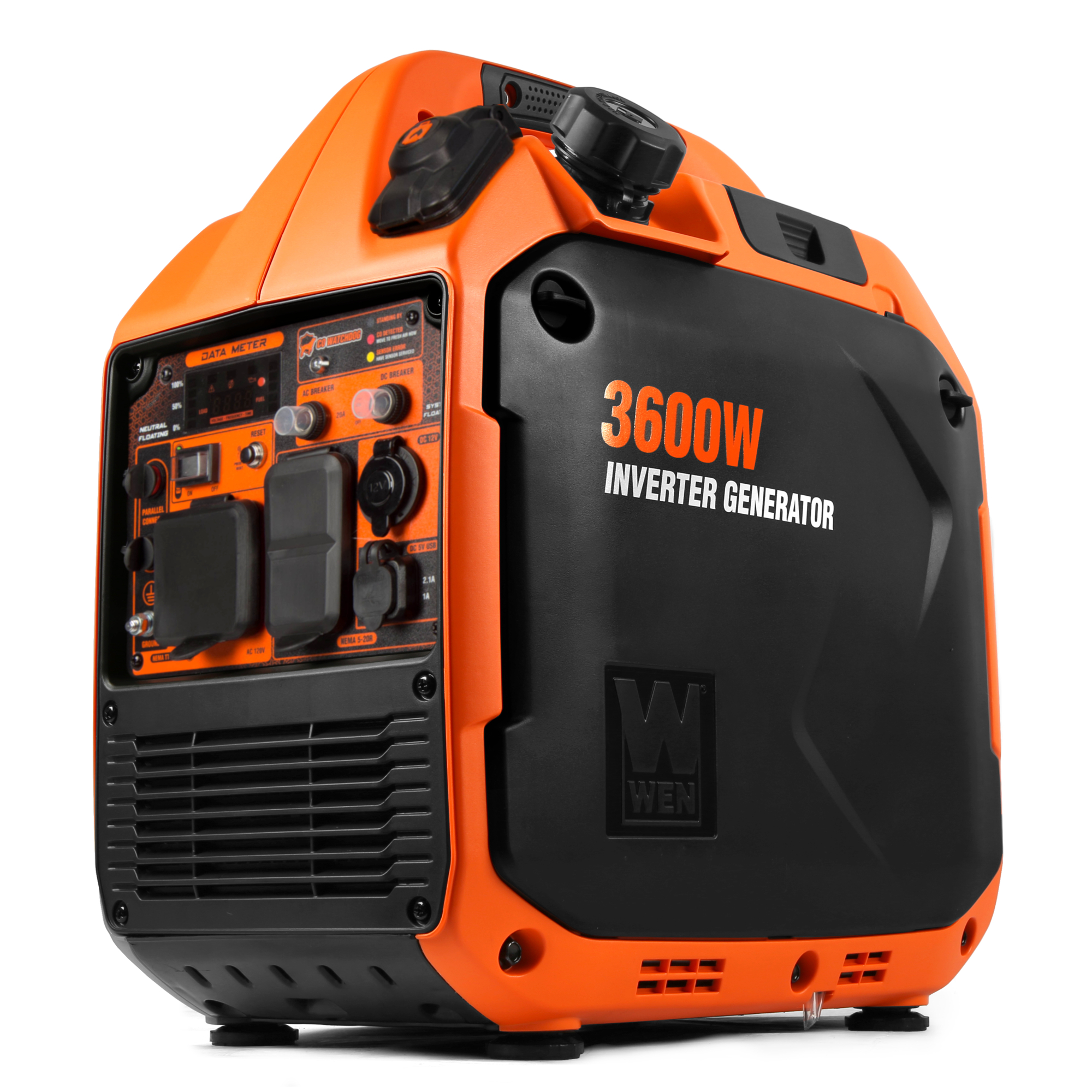 WEN Quiet and Lightweight Dual Fuel Portable Inverter Generator — 3600W, RV-Ready, Fuel Shut Off, CO Watchdog, Model# DF360iX