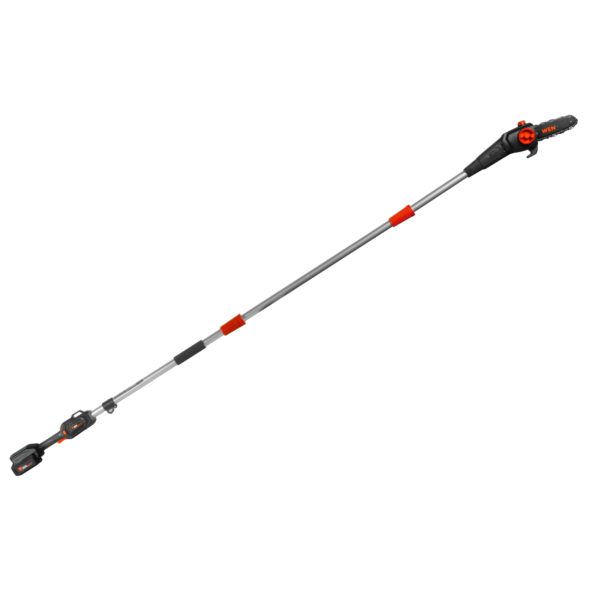 WEN Cordless Pole Saw — 8in., 20V, 4Ah Battery and Charger, 6.6ft. to 9.5ft. Length, Model# 20719