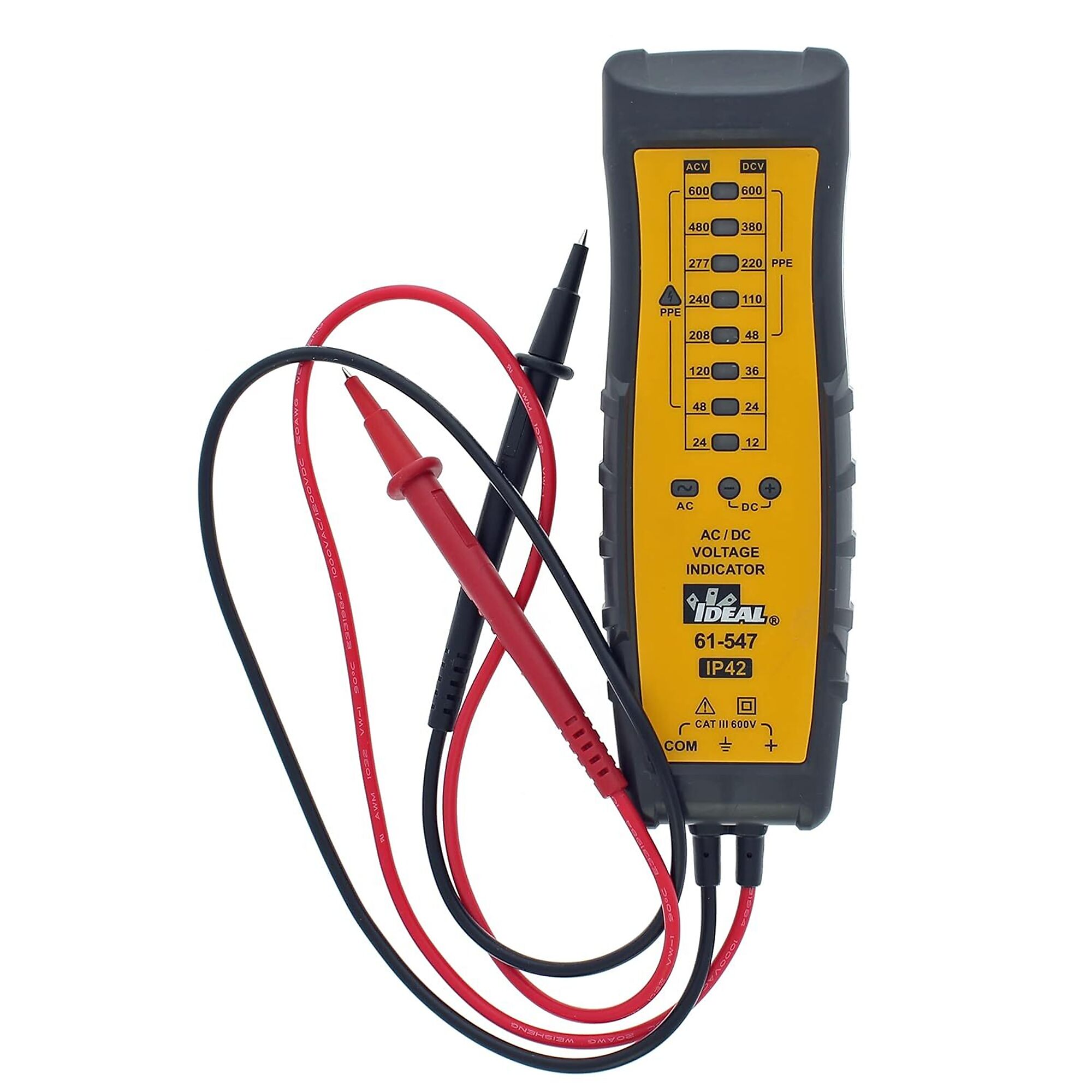 IDEAL Electrical 61-547 8 Range AC/DC Voltage Indicator w/PolarityIndicator, Model #61-547