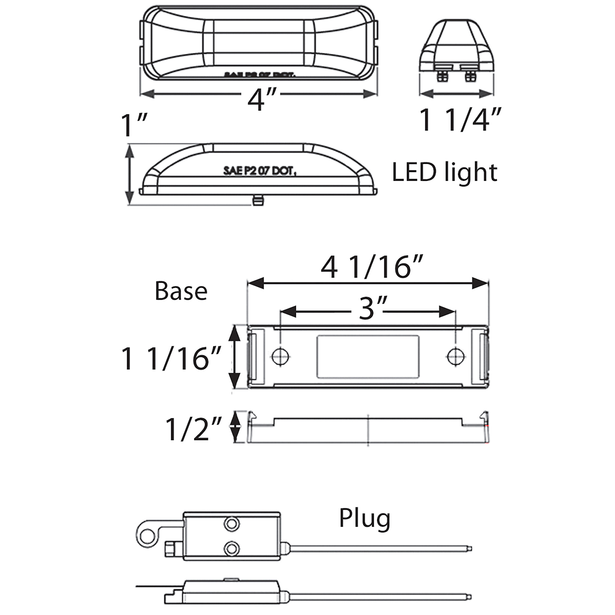 2-LED YLW THINLINE MARKER LIGHT KIT W/BRACKET&PLUG | Northern Tool
