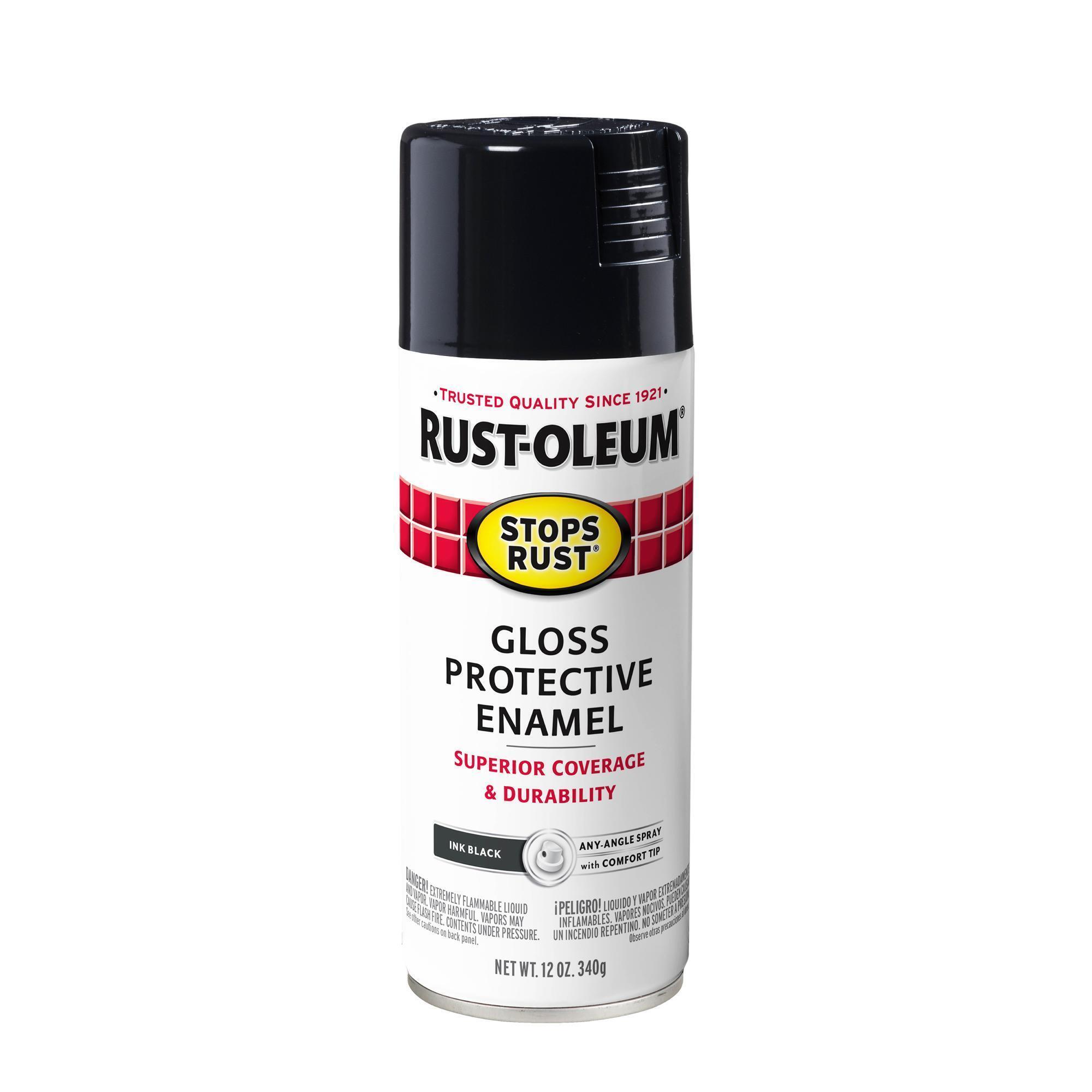 Rust-Oleum Stops Rust Protective Enamel Spray Paint — Gloss Ink Black, 12 Oz. Cans, 6 Pk, Model# 371670DS
