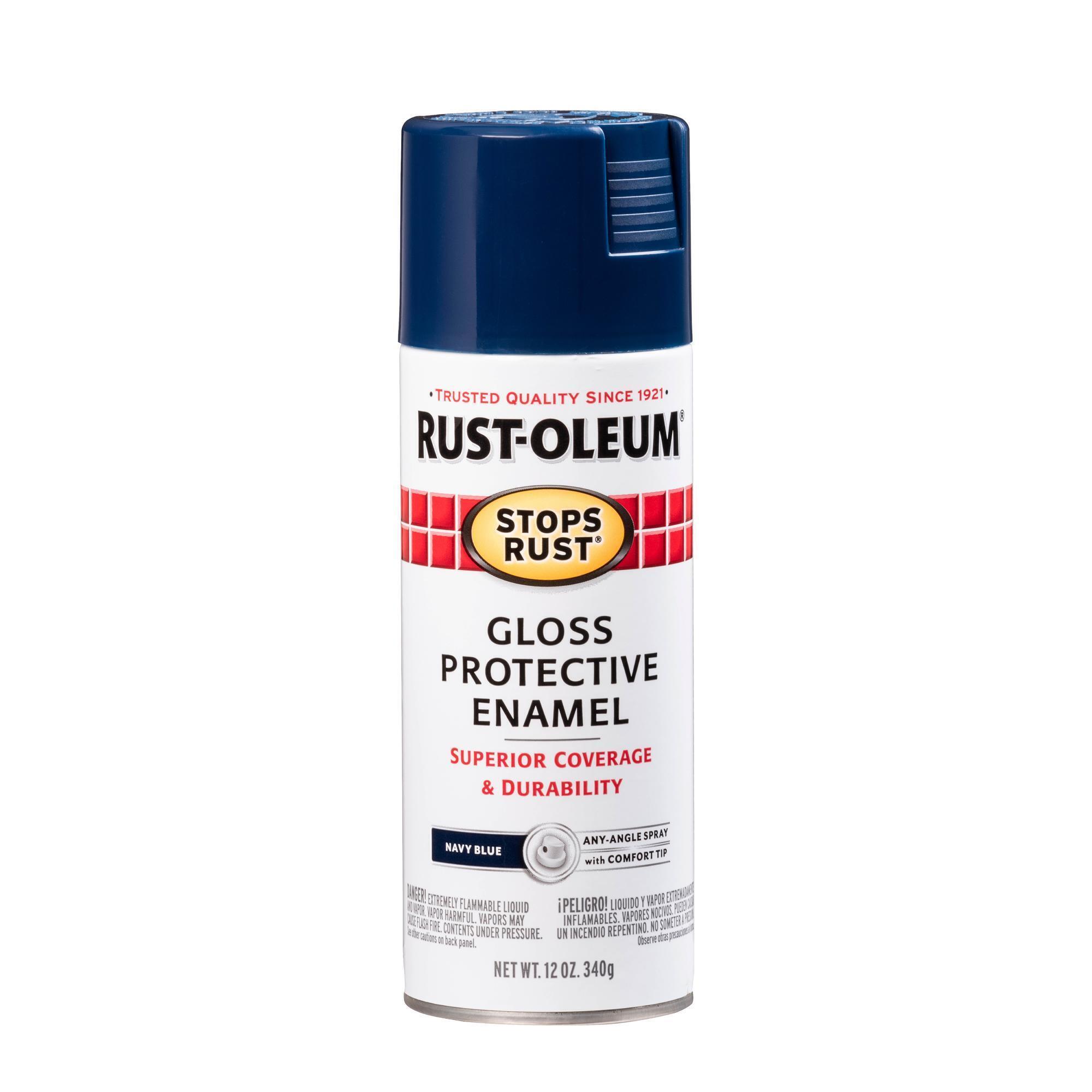 Rust-Oleum Stops Rust Protective Enamel Spray Paint — Navy Blue, Gloss, 12 Oz. Cans, 6 Pk, Model# 7723830DS