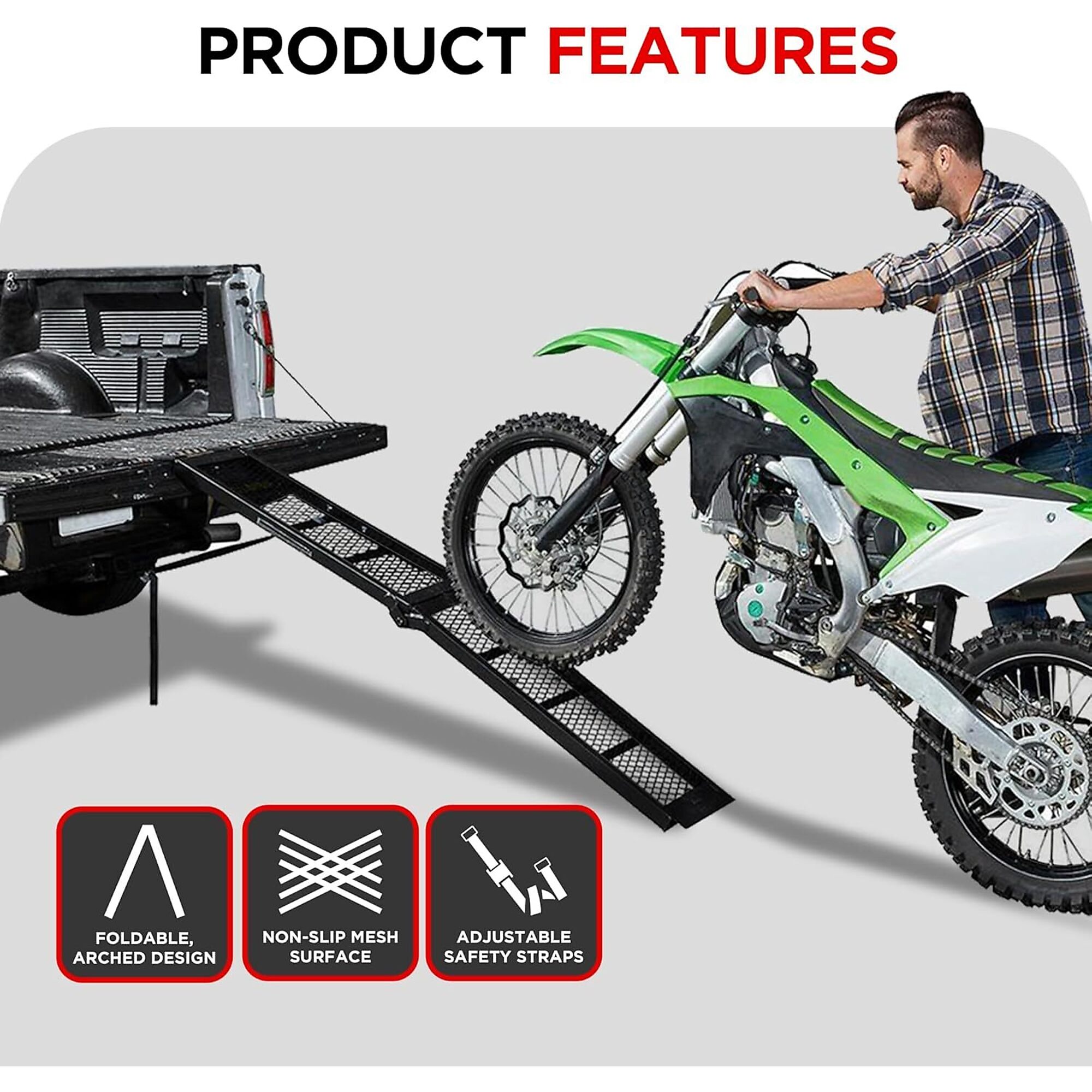 Truck Ramps, 2 Pcs Foldable Loading Ramps 1,000 Lbs Capacity Lightweight Portable Aluminum Trailer Ramp Trucks Atvs Utvs Motorcycles Dirt Bikes 4 Whee
