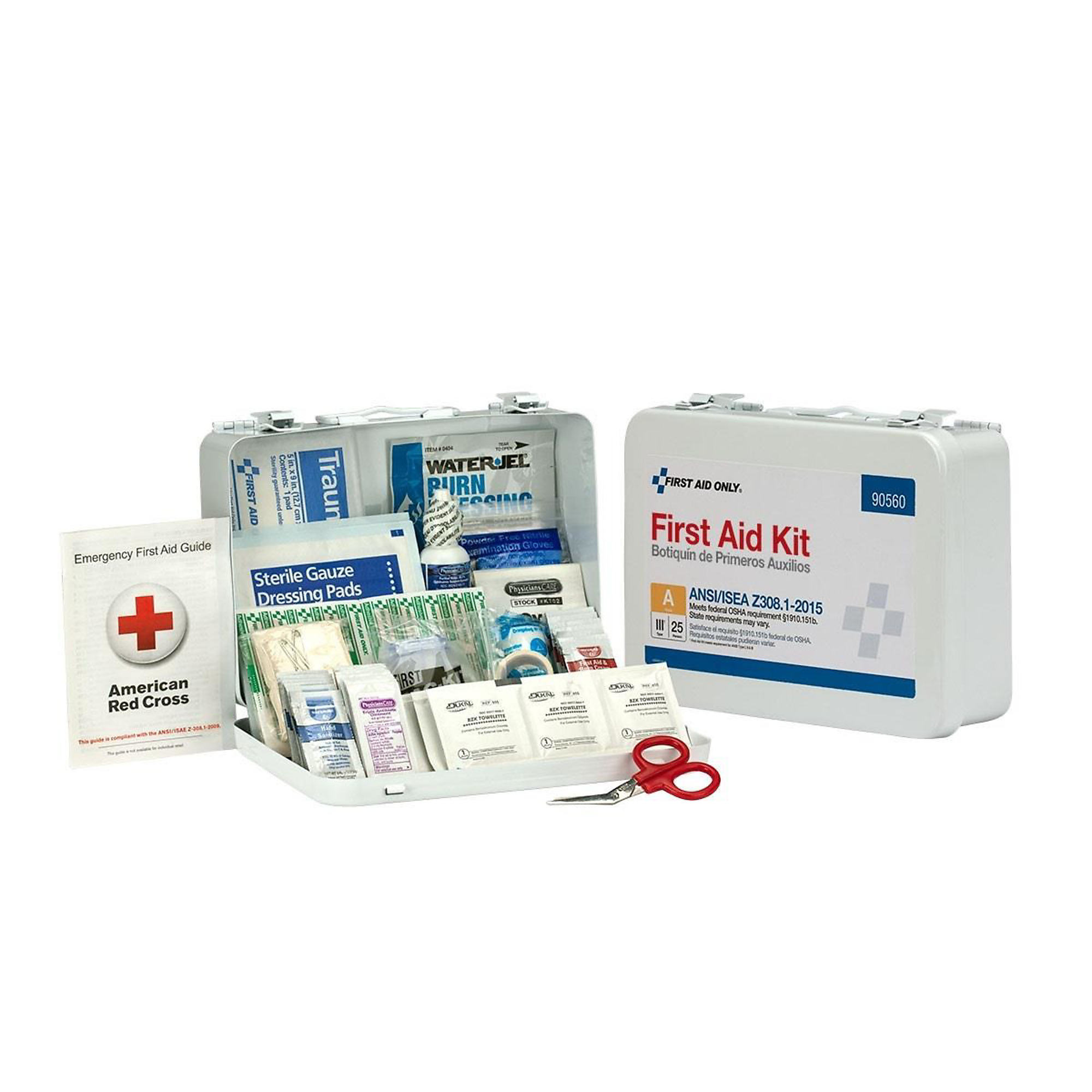 First Aid Only 25-Person First Aid Kit — ANSI A, Weatherproof Metal Case, Model# FAO90560
