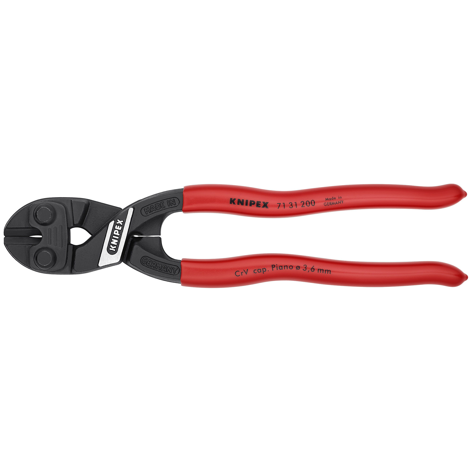 KNIPEX CoBolt HL Bolt Cutters - 8in., Notched Blade, 0.25in. Jaw Opening, Chrome Vanadium Steel, Model# 71 31 200 SBA