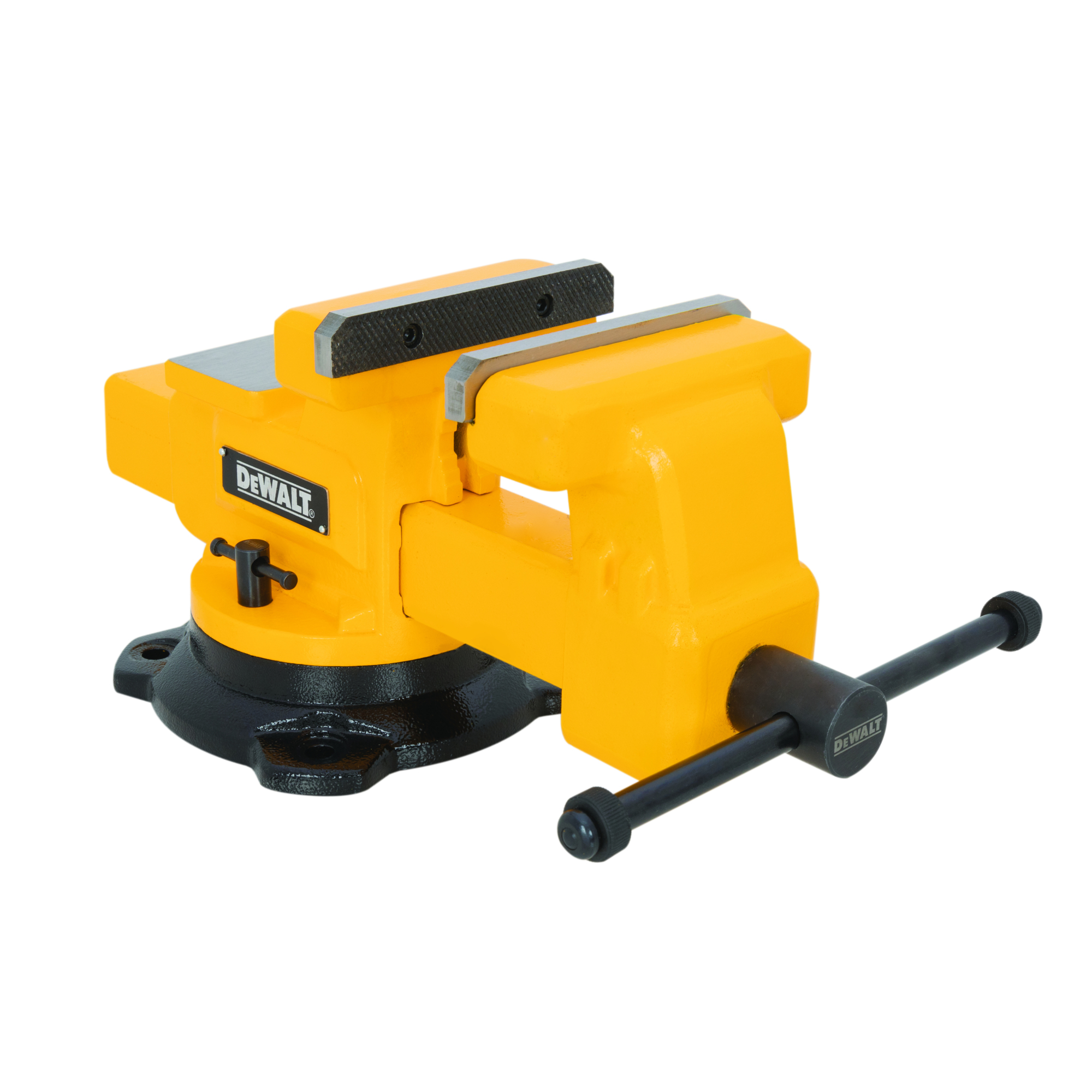 DEWALT 6in. Swivel Base Bench Vise — Built-In Anvil, Integrated Pipe V-Jaws, 4400 lb Clamping Force, Model# DXMF06BV