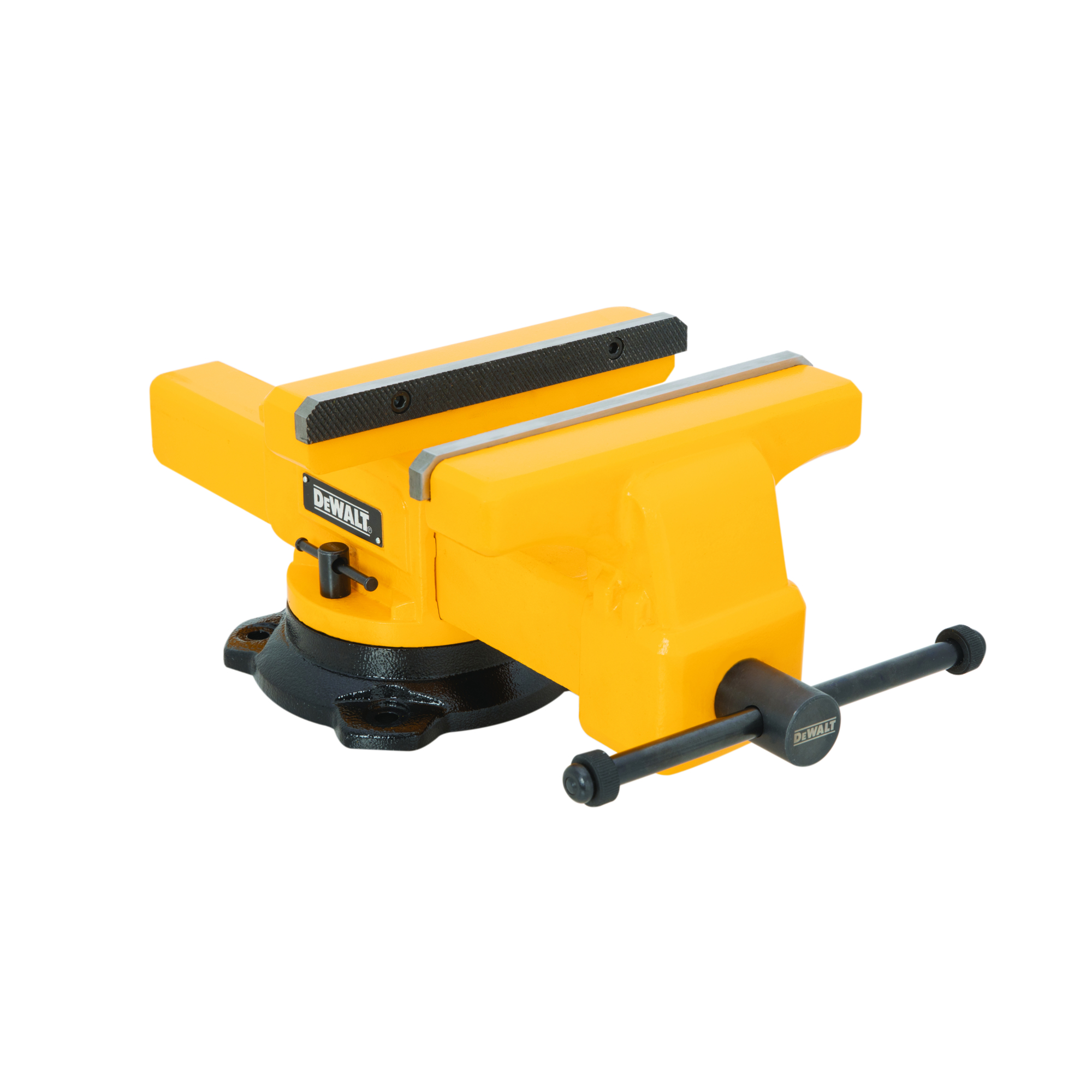 DEWALT Swivel Base Bench Vise — 10in., 4,400 Lb. Clamping Force, Integrated Pipe V-Jaws, Built-In Anvil, Model# DXMF10BV