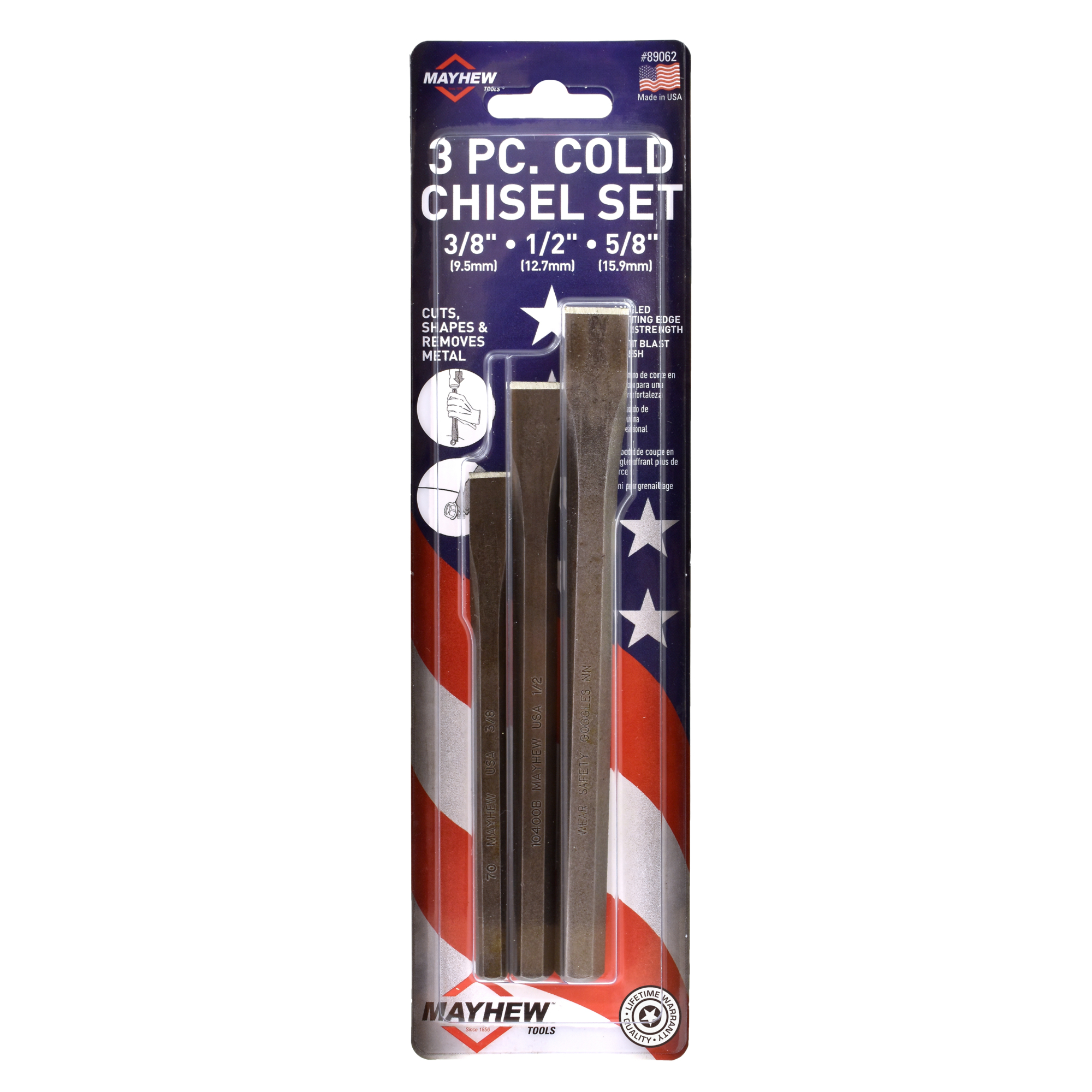Mayhew Tools 3 PC Cold Chisel Set, Carded