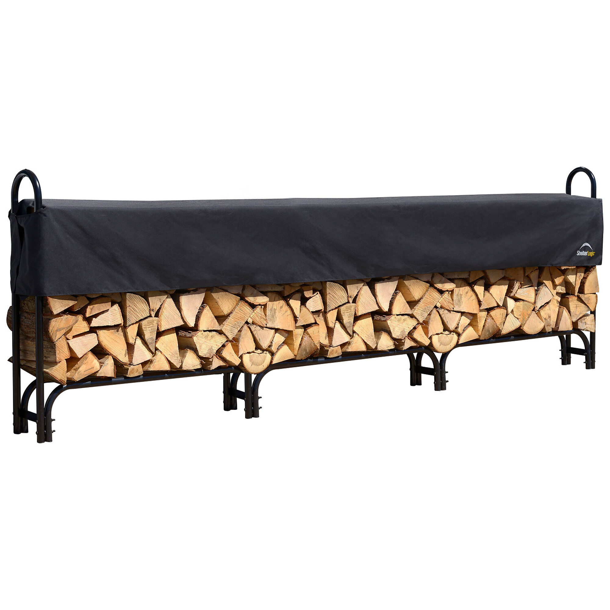 ShelterLogic Covered Firewood Rack - 12ft.L, Steel Frame, Water-Resistant Cover, Model# 90403