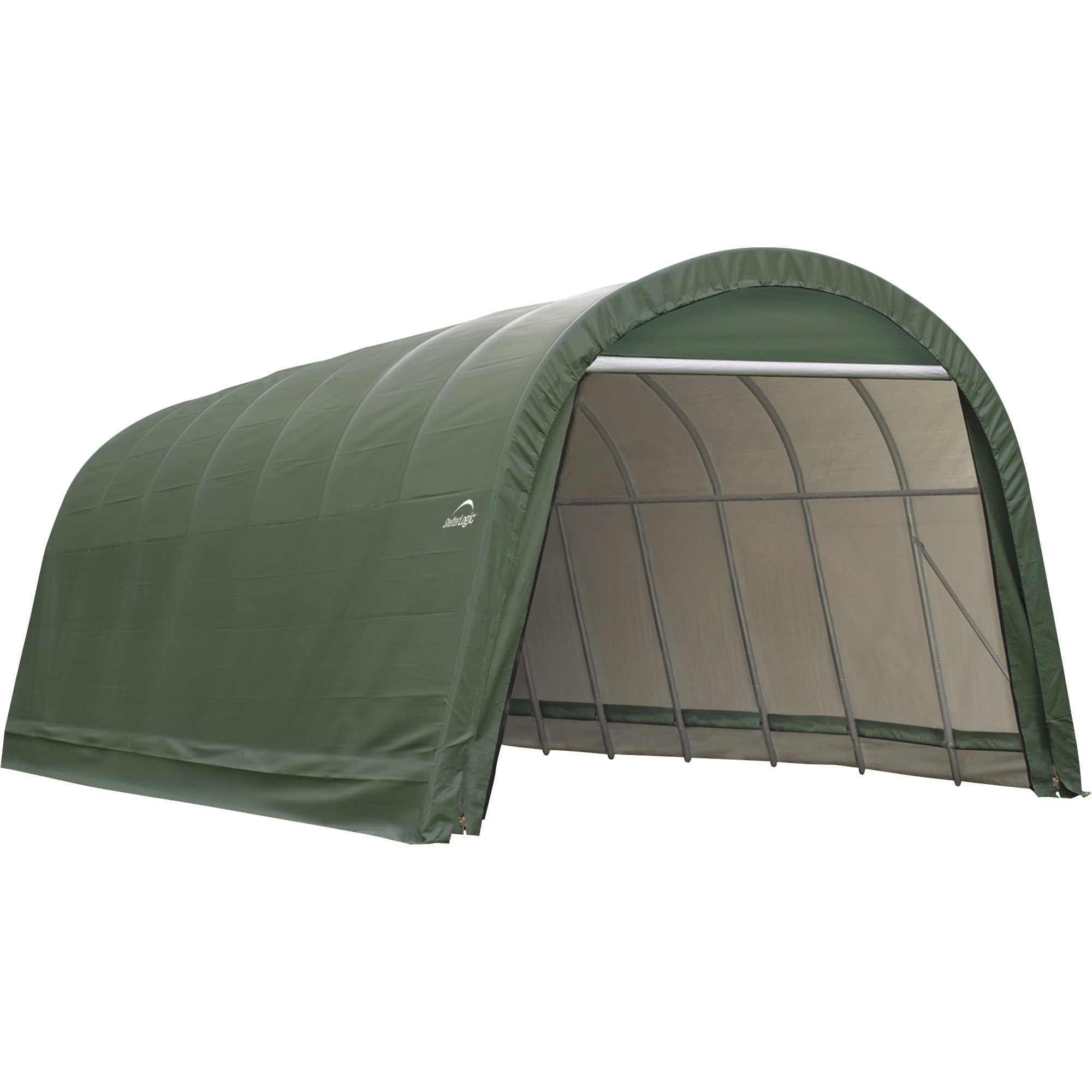ShelterLogic 14-Ft.W Round-Style Instant Garage, 20ft.L x 14ft.W x 12ft.H, 2 3/8in. Frame, Green, Model# 95341