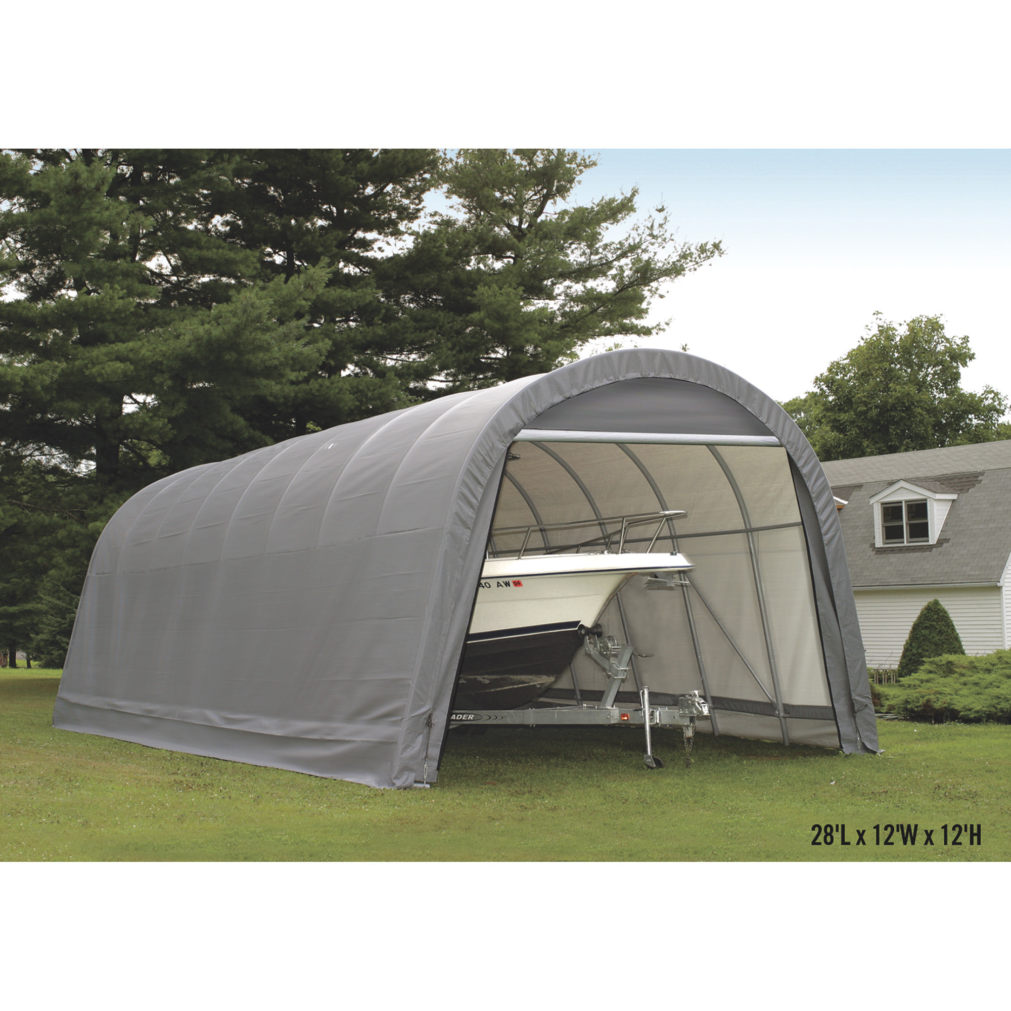 ShelterLogic 14-Ft.W Round-Style Instant Garage, 24ft.L x 14ft.W x 12ft.H, 2 3/8in. Frame, Model# 95360